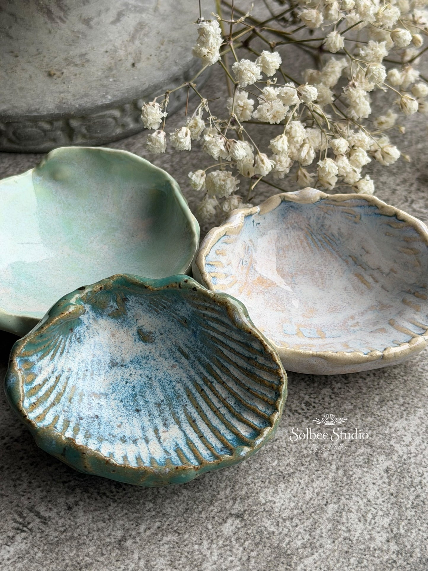 Handmade Shell Ring Dish | Neutral Coastal Trinket | Textured Ceramic Jewelry Holder | Rustic Beach Pottery | Ocean Inspired