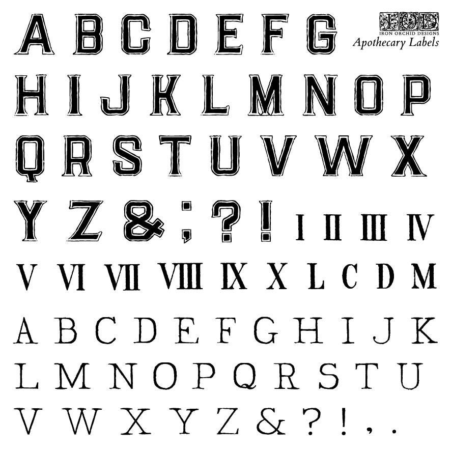 IOD Apothecary Labels Stamps, Iron Orchid Designs, Mini Stamp Set