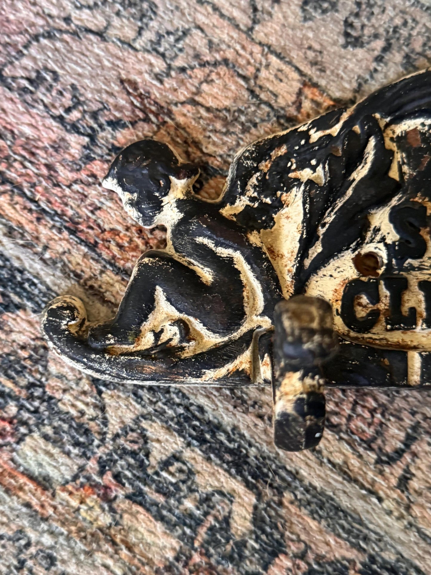 Antique Cast Iron Towel Hook Rack: Rustic Farmhouse Bathroom Decor