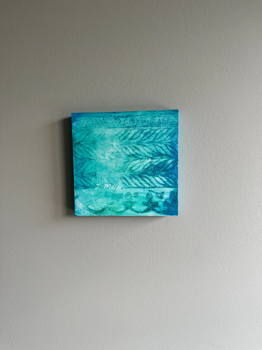 Bohemian Texture Art, Original 5x5 Art Panel "Aqua"