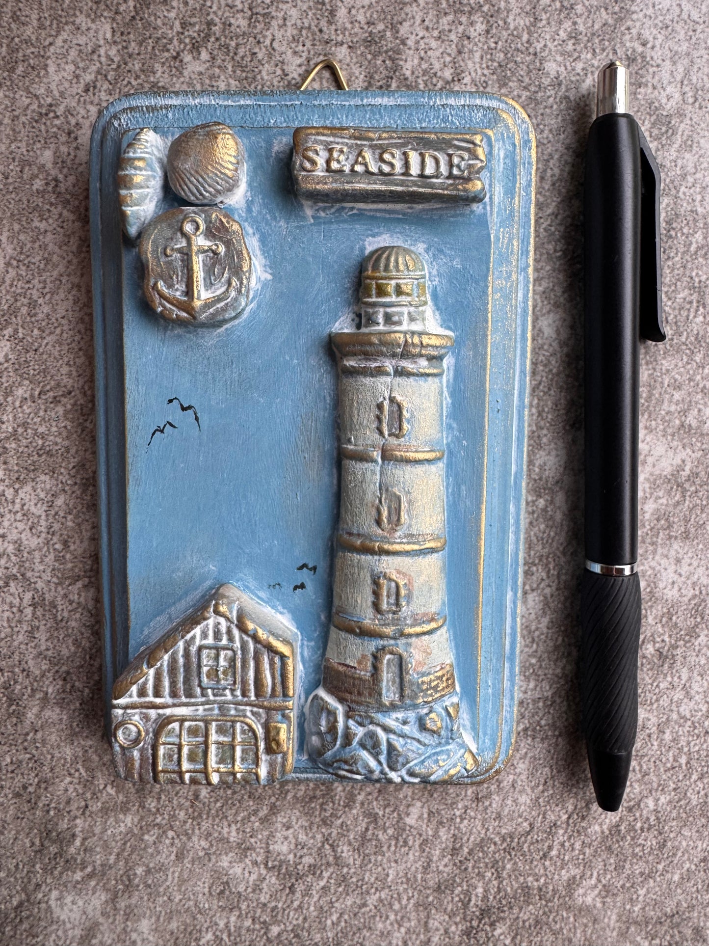 Lighthouse Mini Plaque, Collage Wall, Relief Plaque, Wall Decor, Handcrafted, Coastal