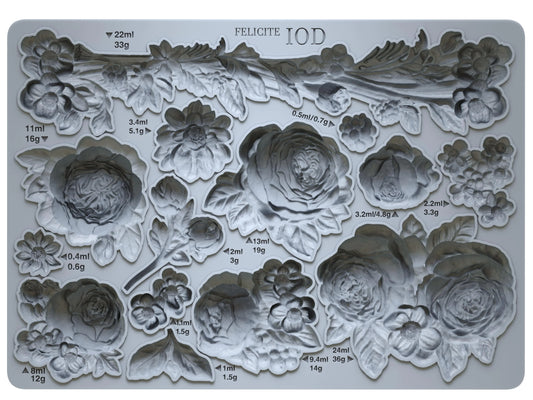 Felicite Floral Mould IOD, Iron Orchid Designs Mold, 5" x 7"