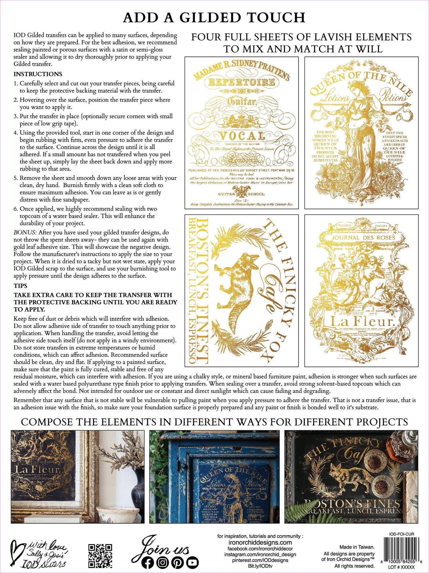 IOD Gilded Curated Signage Gold Foil Transfer pack Iron Orchid Designs