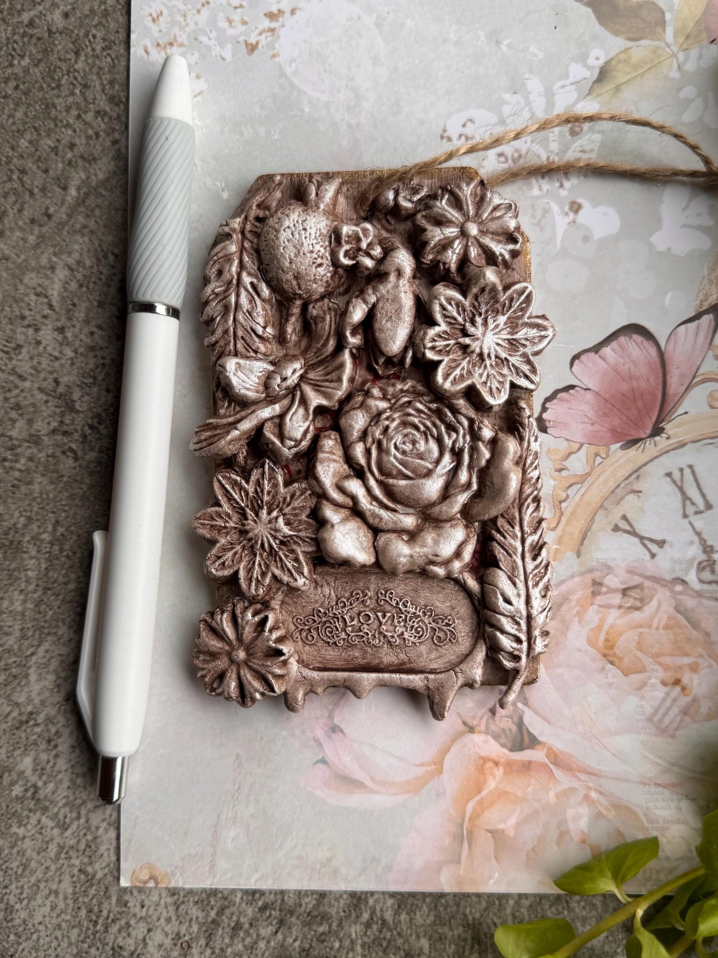 Mixed Media Tag, Vintage Style, Art