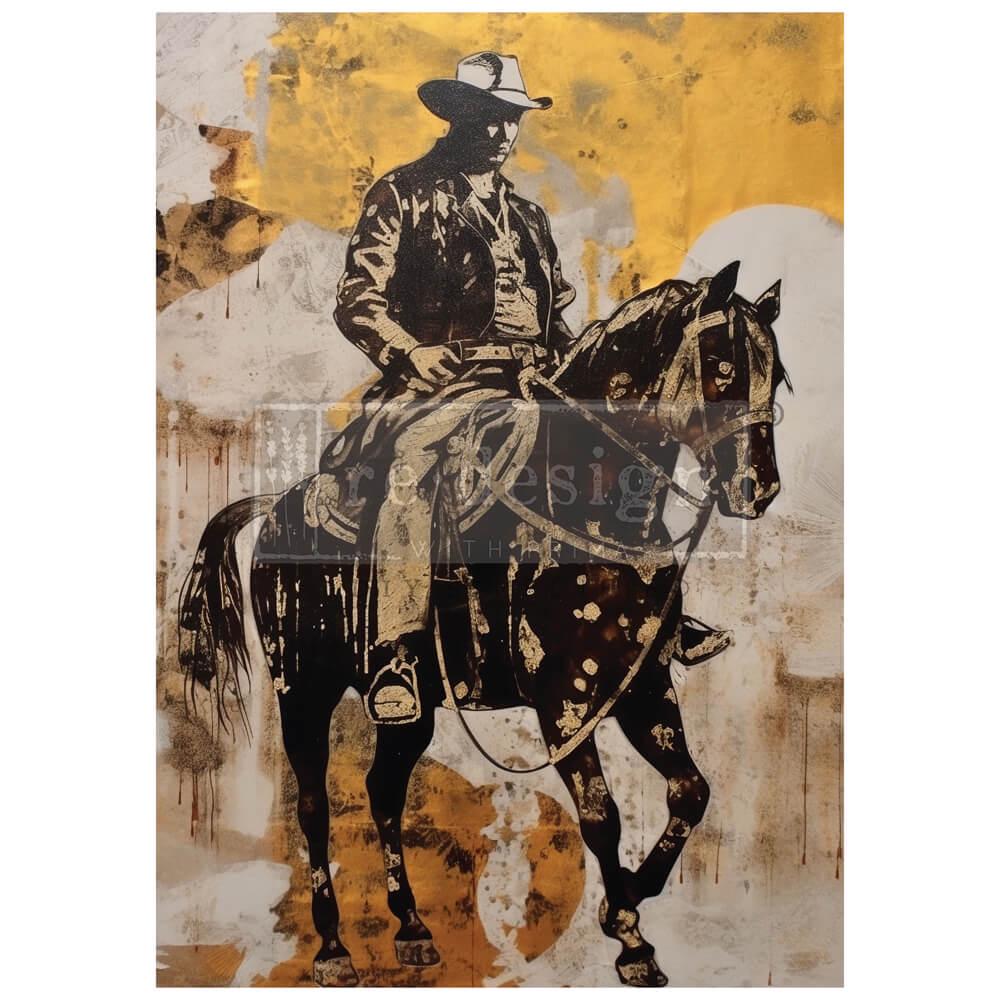 Cowboy Cavalry, A1 Decoupage Fiber, 1 sheet, 23.4″x33.1″ ReDesign With Prima, Furniture Upcycling DIY Decor Decoupage Craft Horse, Western