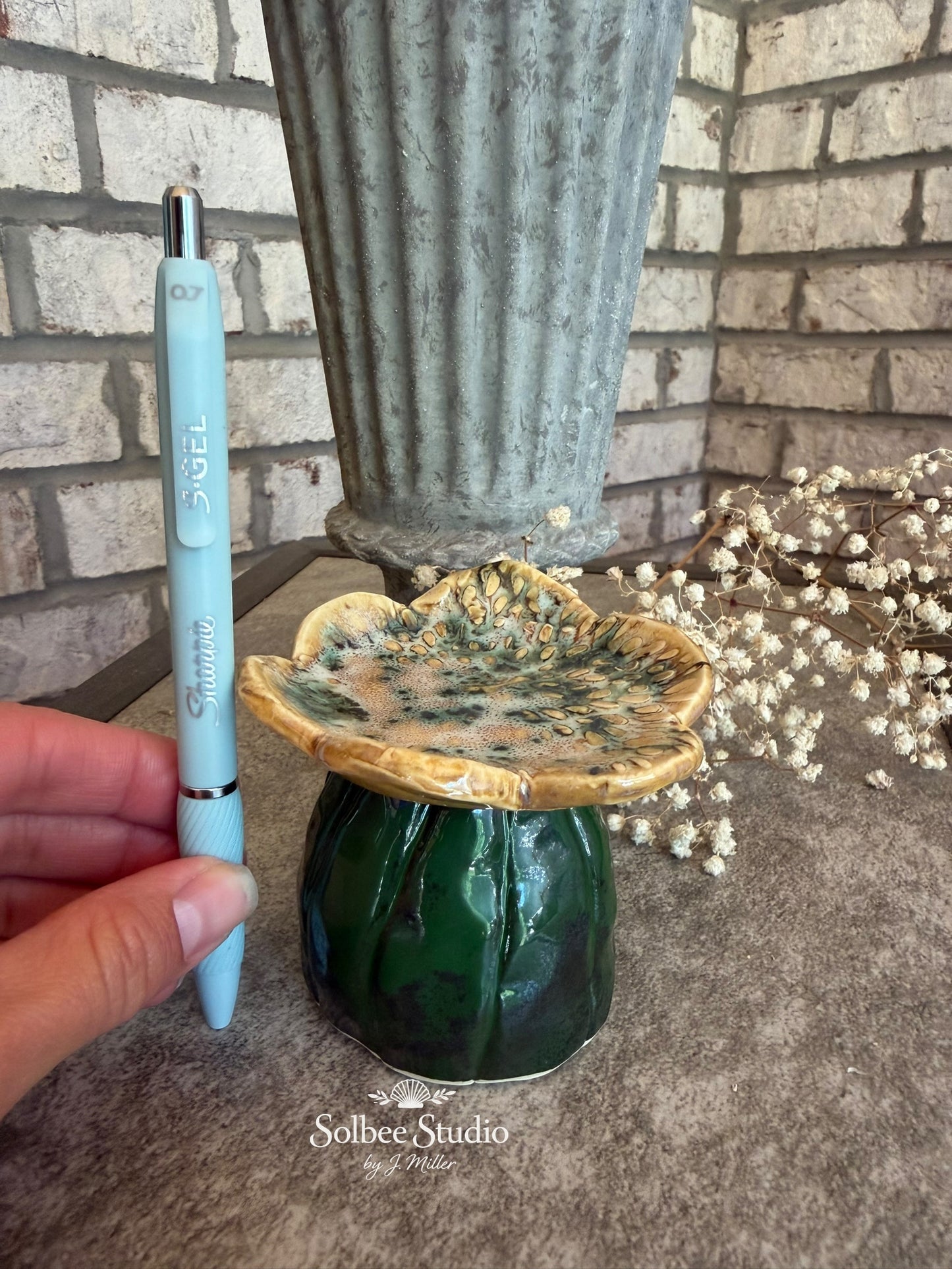 Desert Bloom Ring Dish | Handmade Ceramic Cactus Flower Trinket Holder, Paper weight, Garden Decor