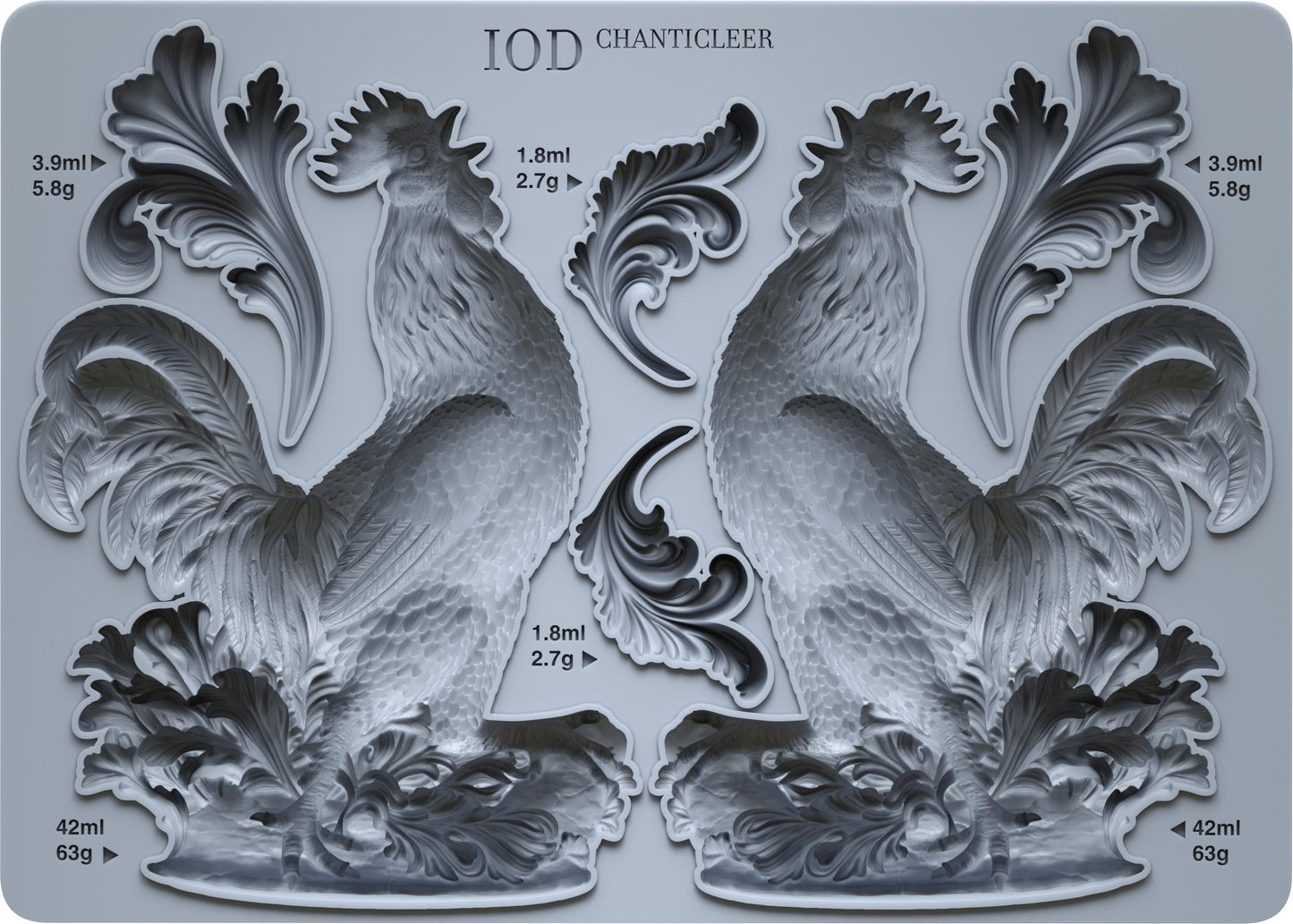 Chanticleer Rooster Mould IOD, Iron Orchid Designs Mold, 5" x 7"