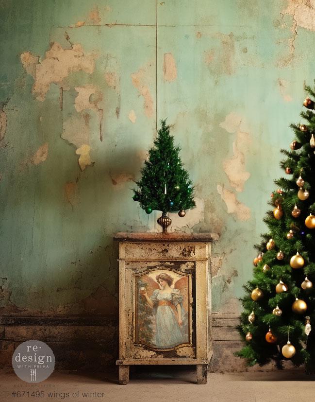 Wings of Winter A3 Decoupage Fiber Pack 3 sheets, ReDesign With Prima, Furniture Upcycling DIY Decor Decoupage Angels