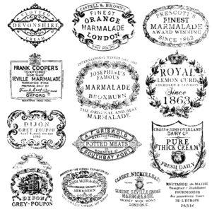IOD Crockery Labels Stamp, Iron Orchid Designs, Stamp Set