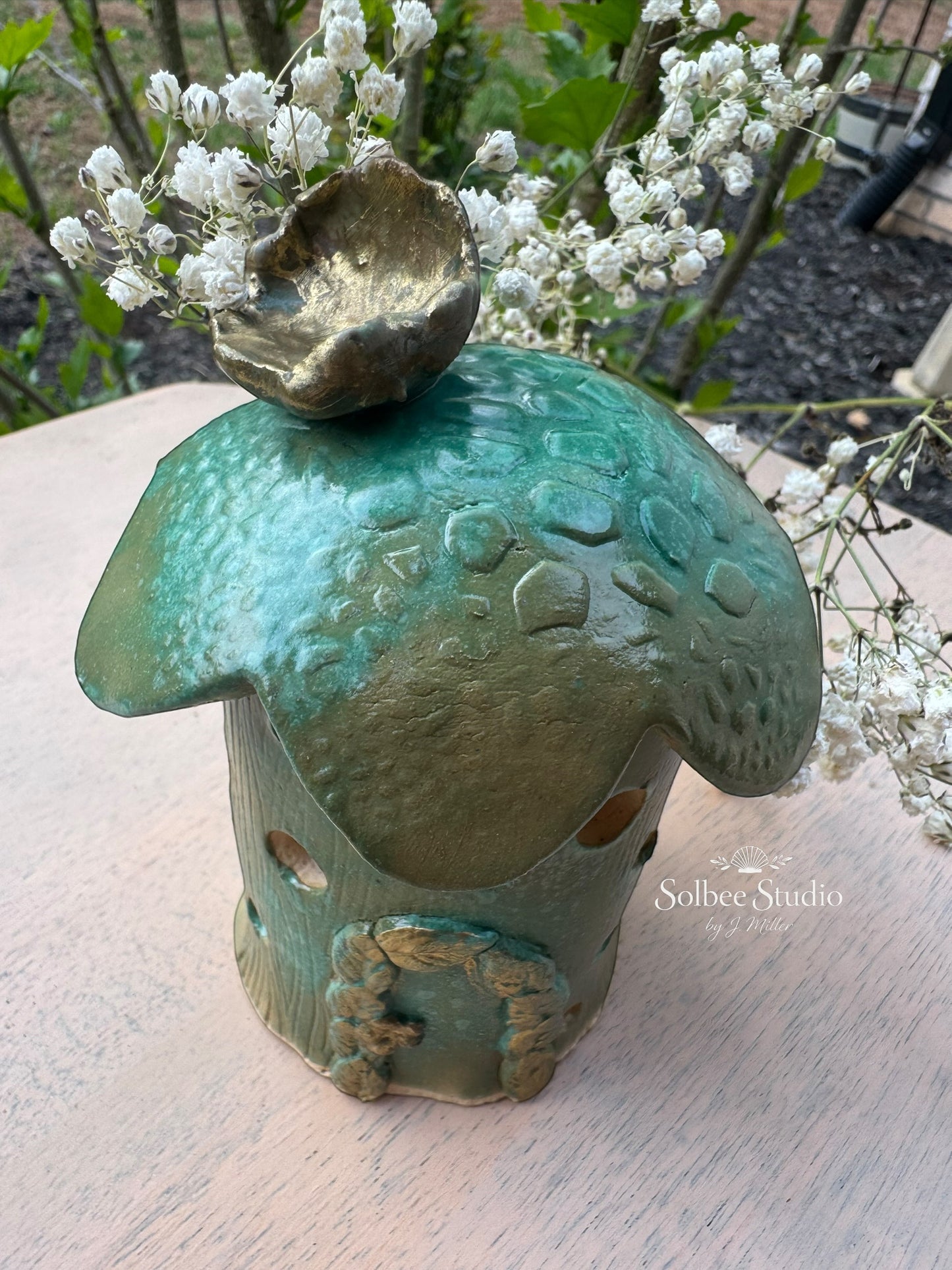 Enchanted Woodland Fairy House - Handbuilt Ceramic Luminary