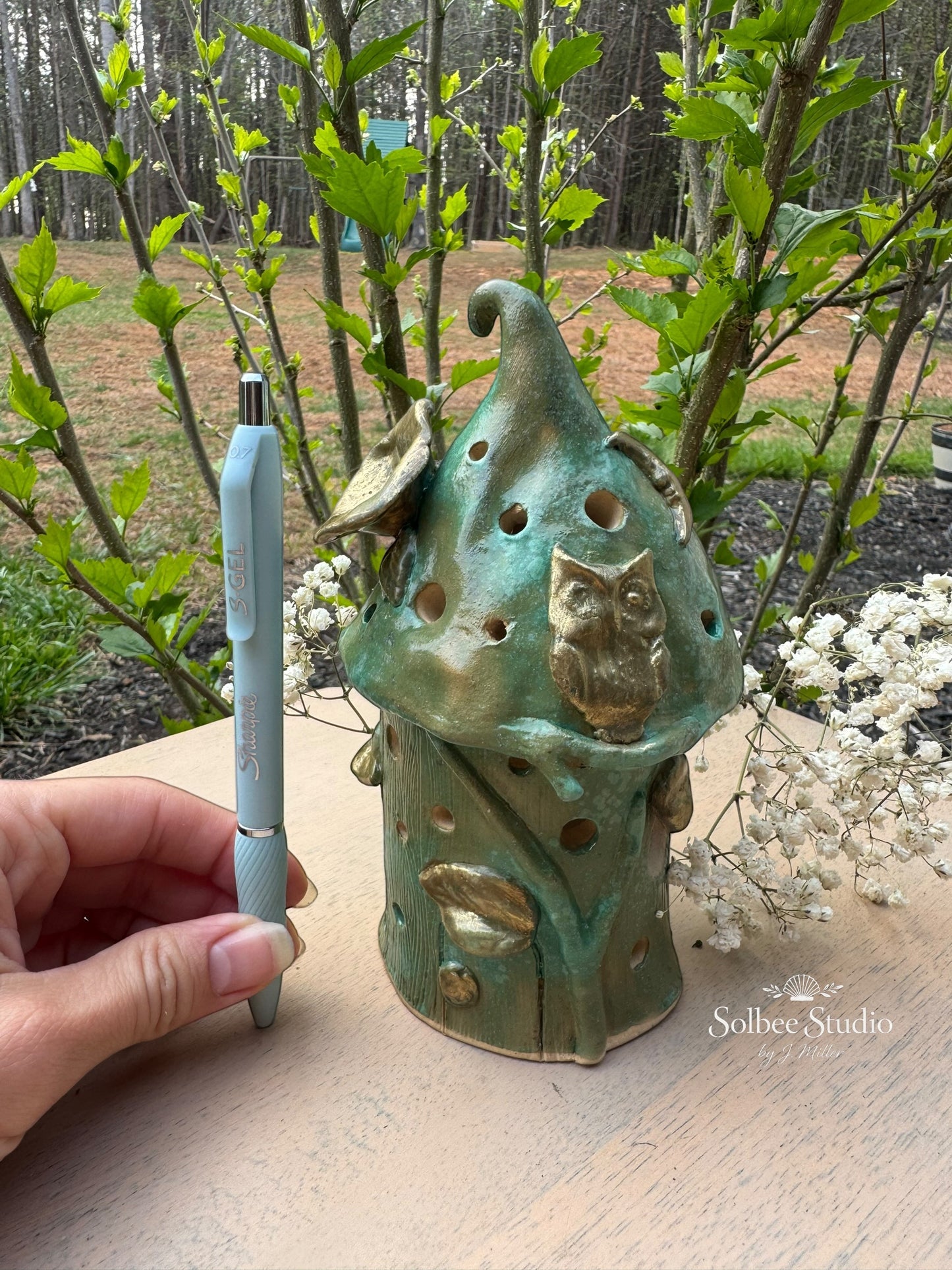 Enchanted Woodland Fairy House - Handbuilt Ceramic Luminary