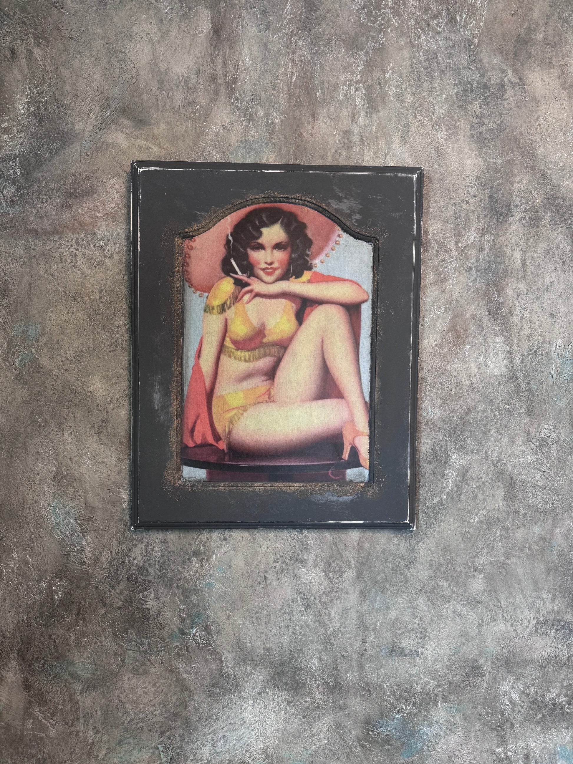 Vintage Style Pin Up Wall Decor, Wall Art, Mixed Media Upcycle