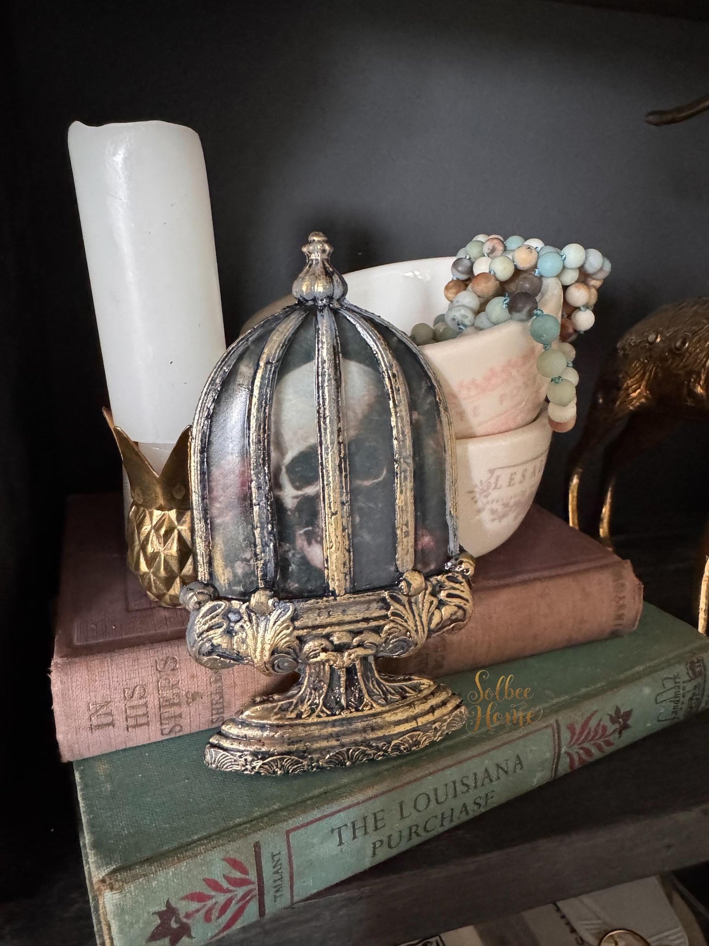 Caged Skull Cloche Mini Gallery Wall Decor, Dark, Moody, Gothic, Halloween, Handmade