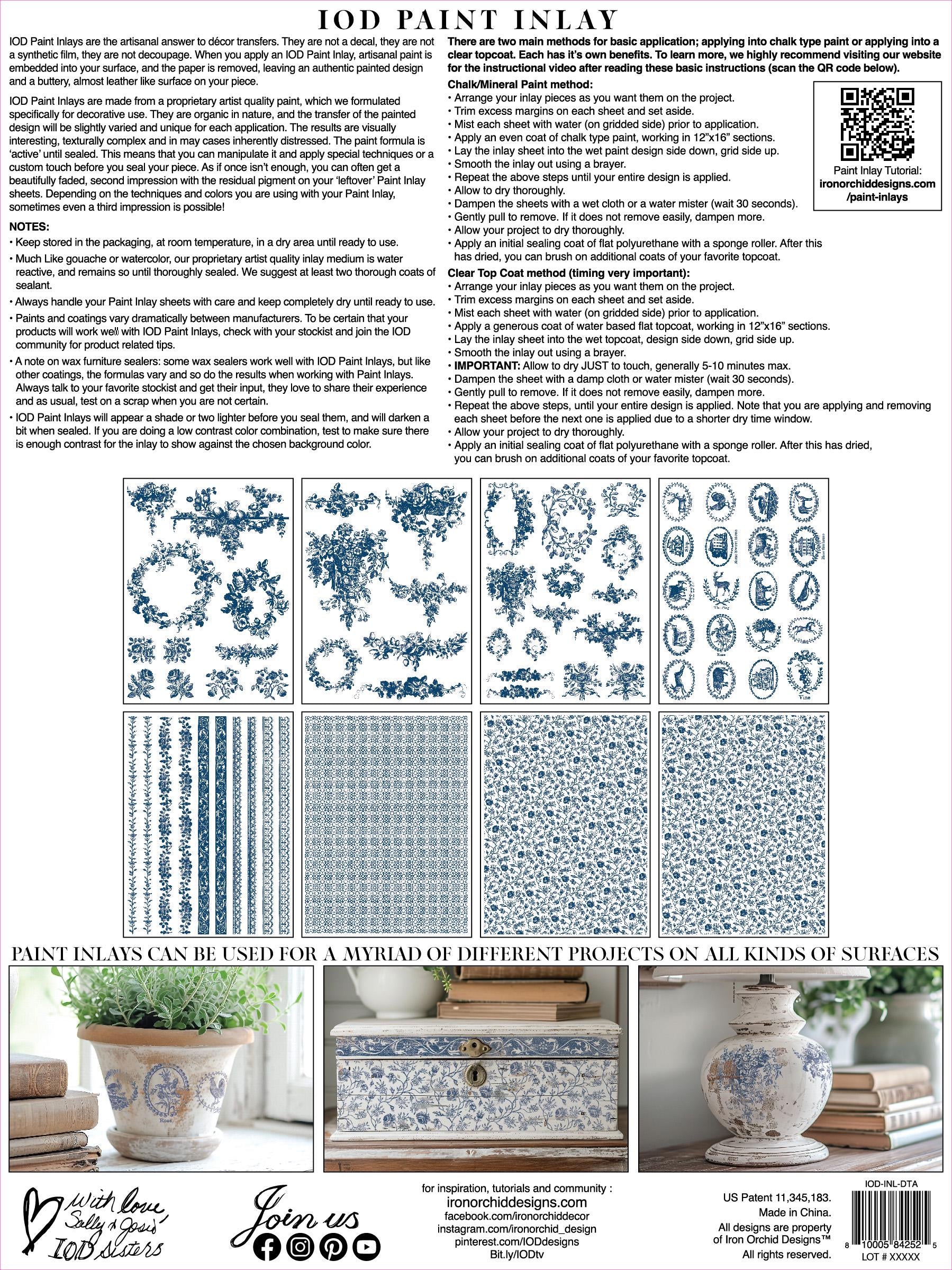 Delft Traditions Azure Paint Inlay IOD, Iron Orchid Designs, Vintage style