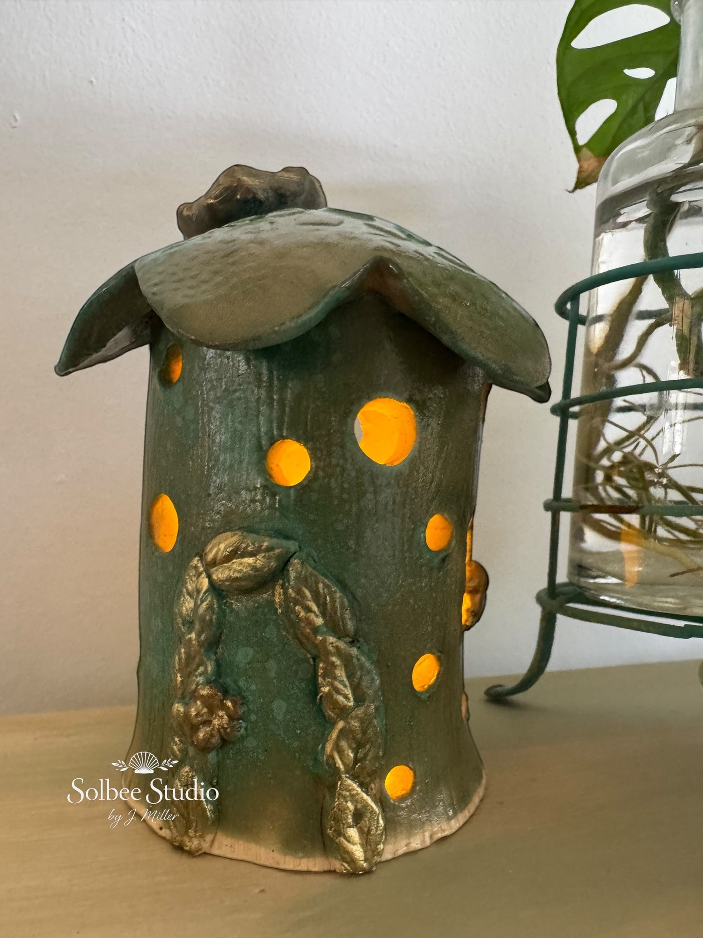 Enchanted Woodland Fairy House - Handbuilt Ceramic Luminary