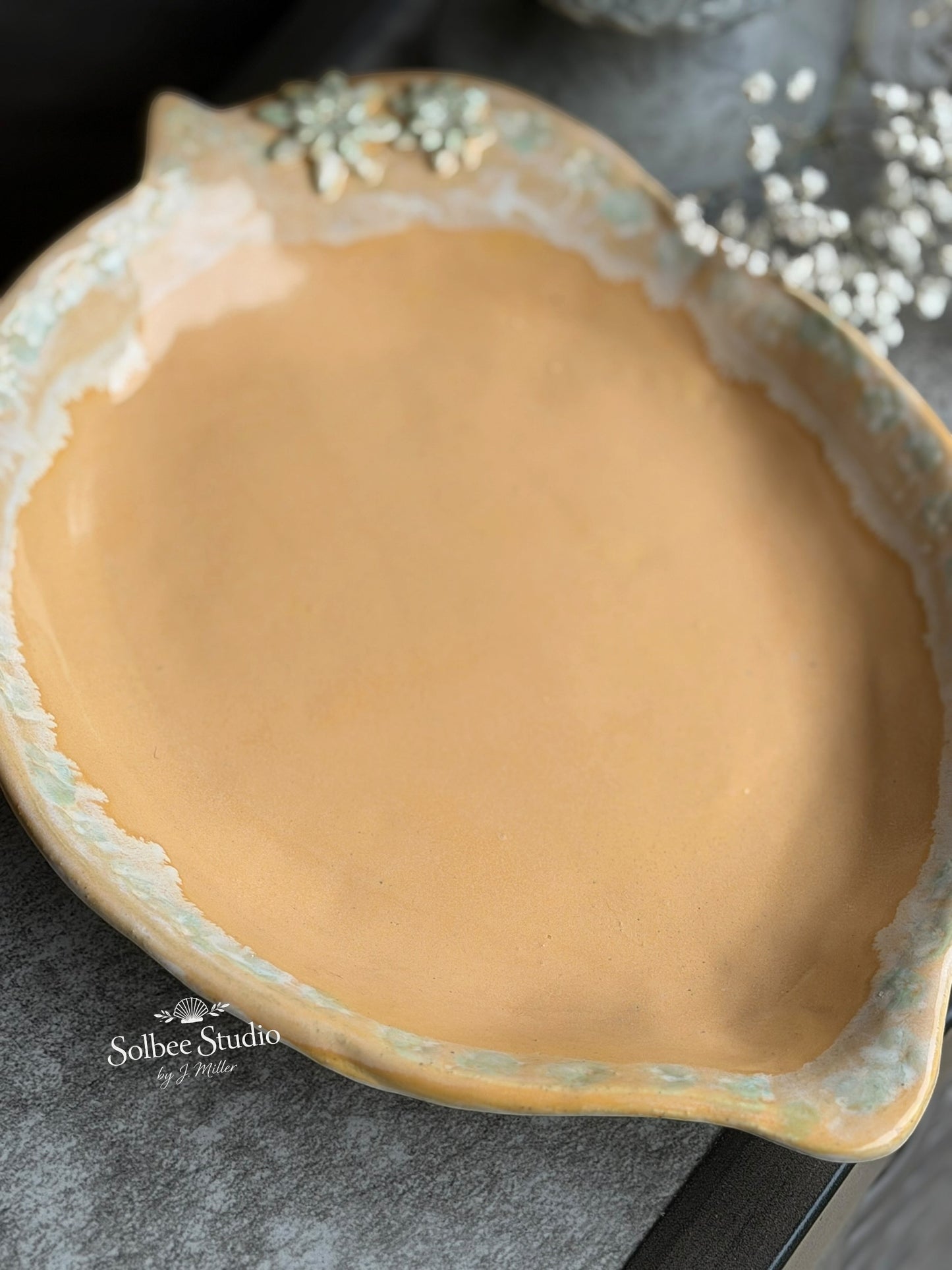 Golden Citrus Ceramic Serving Tray | Handmade Pottery Platter