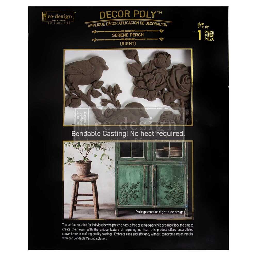 Serene Perch RIGHT, Decor Poly, Applique, Redesign with prima, 9" x 10"