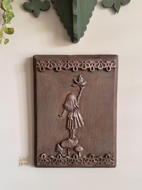 Alice Inspired Plaque, Alice In Wonderland, Relief Plaque, Wall Decor, Handcrafted, Whimsical Decor, Bird