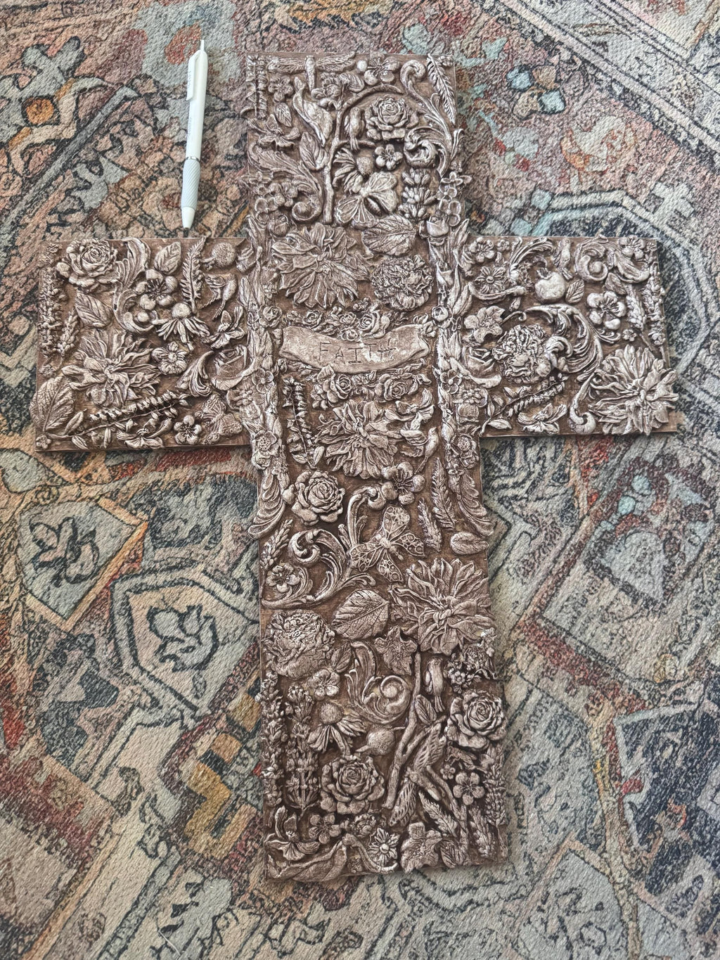 Handmade Cross Wall Decor, Mixed Media Art, Faith, Religious