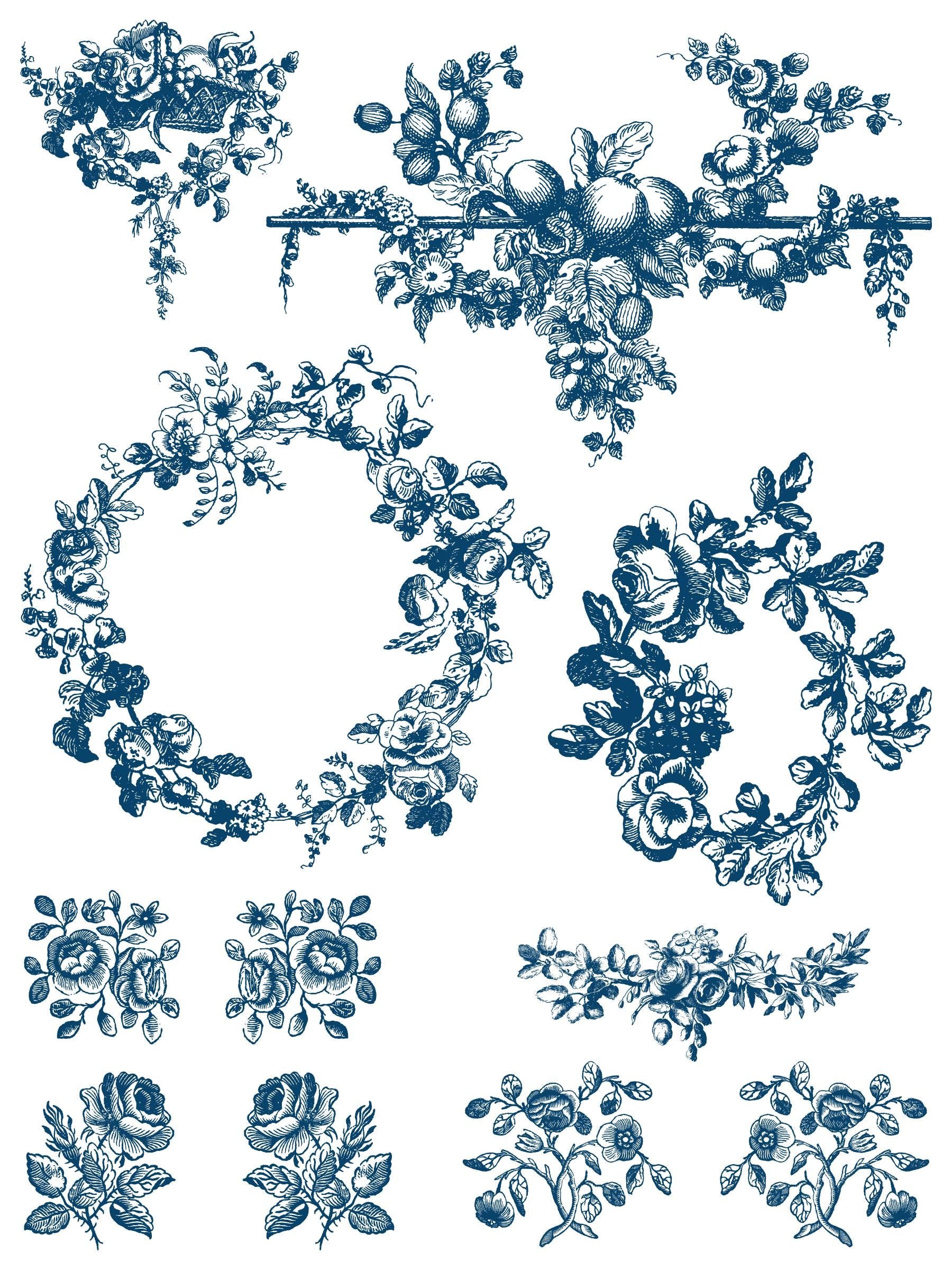 Delft Traditions Azure Paint Inlay IOD, Iron Orchid Designs, Vintage style