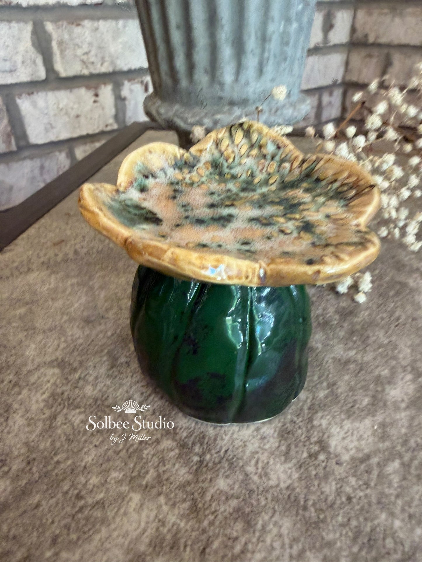 Desert Bloom Ring Dish | Handmade Ceramic Cactus Flower Trinket Holder, Paper weight, Garden Decor