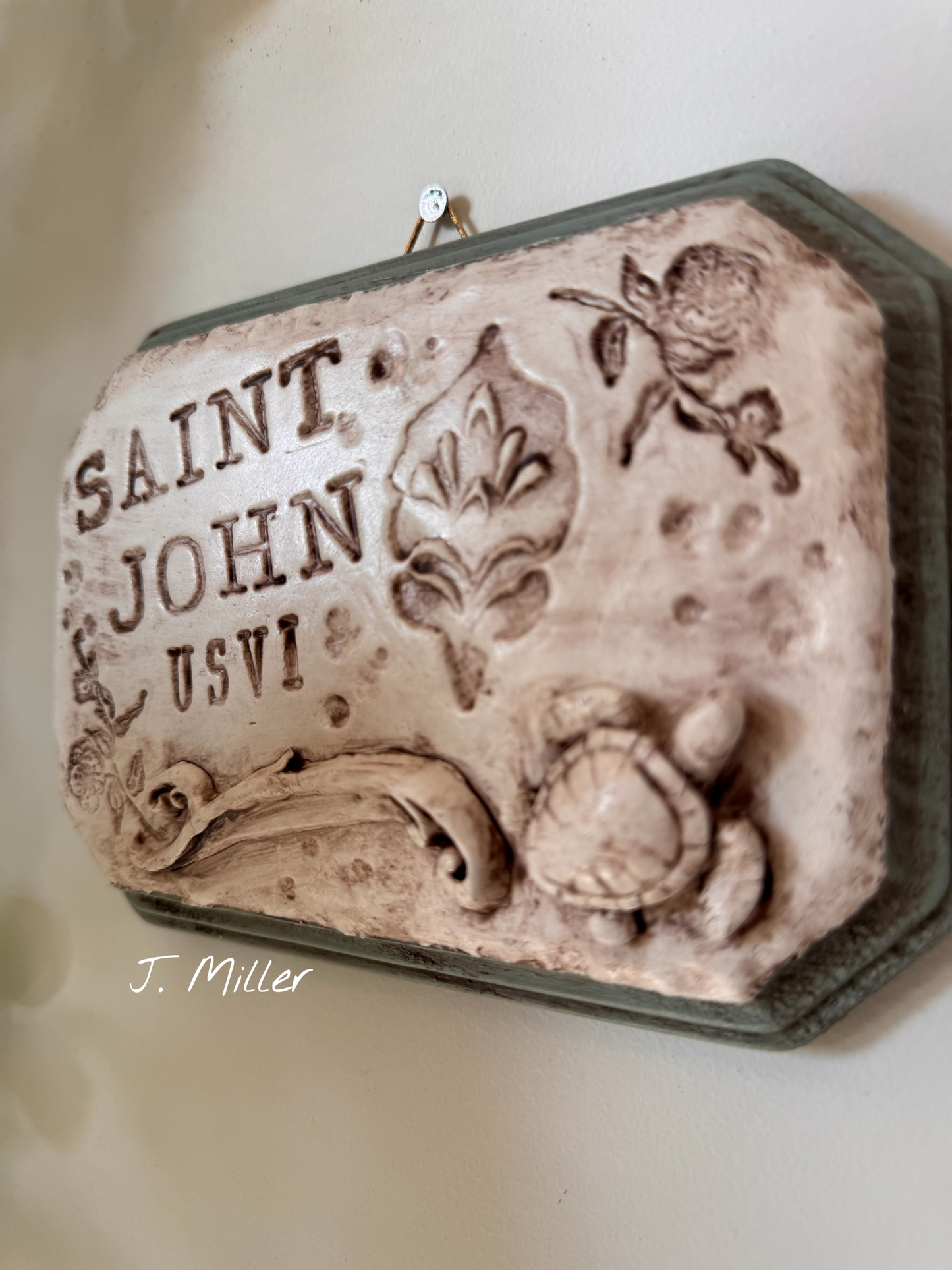 Saint John Wall Art, Coastal Abstract Mixed Media Relief Plaque