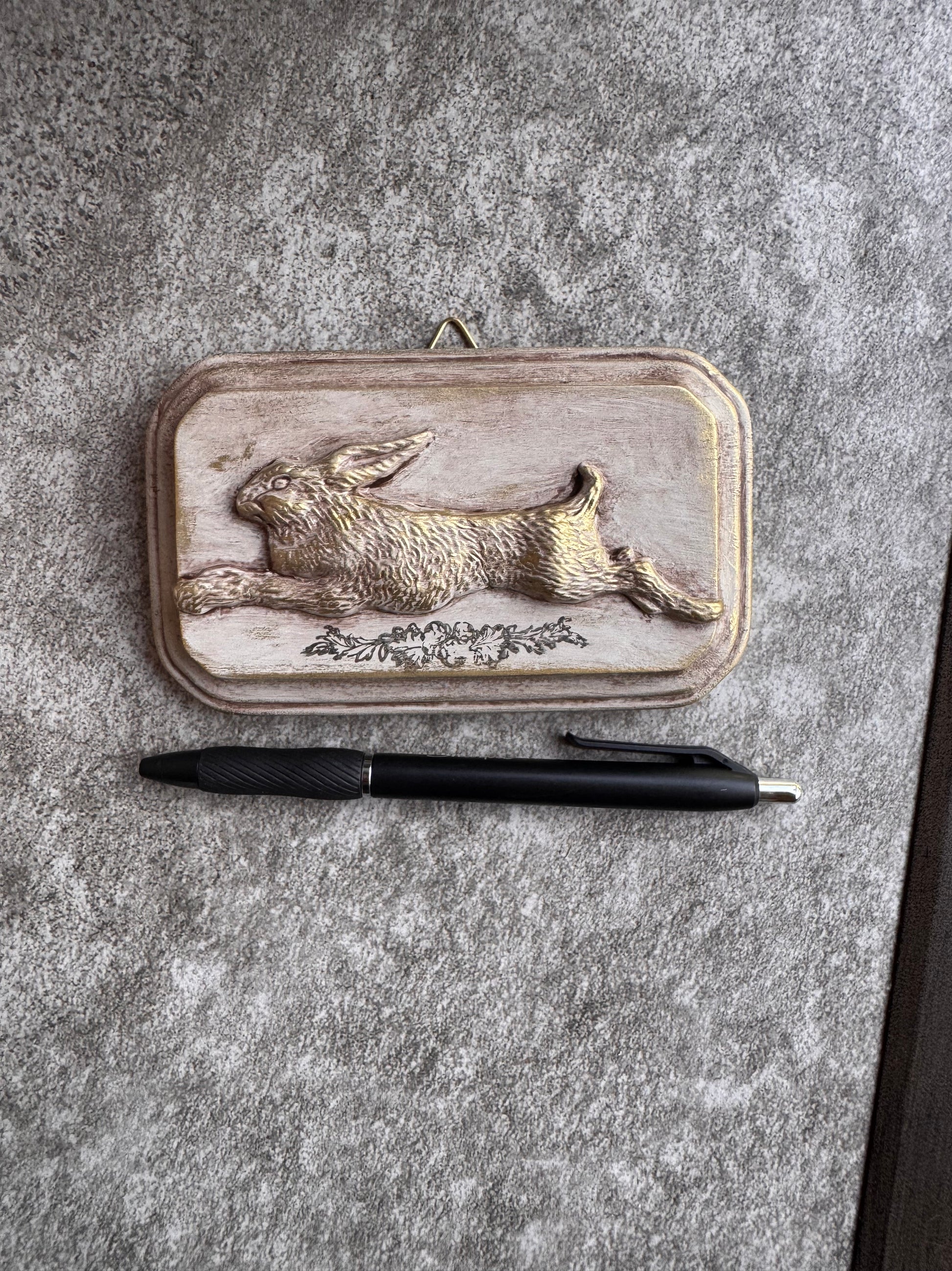 Vintage Style French Country Rabbit Plaque, Collage Wall, Relief Plaque, Wall Decor, Handcrafted, Aged, Bunny