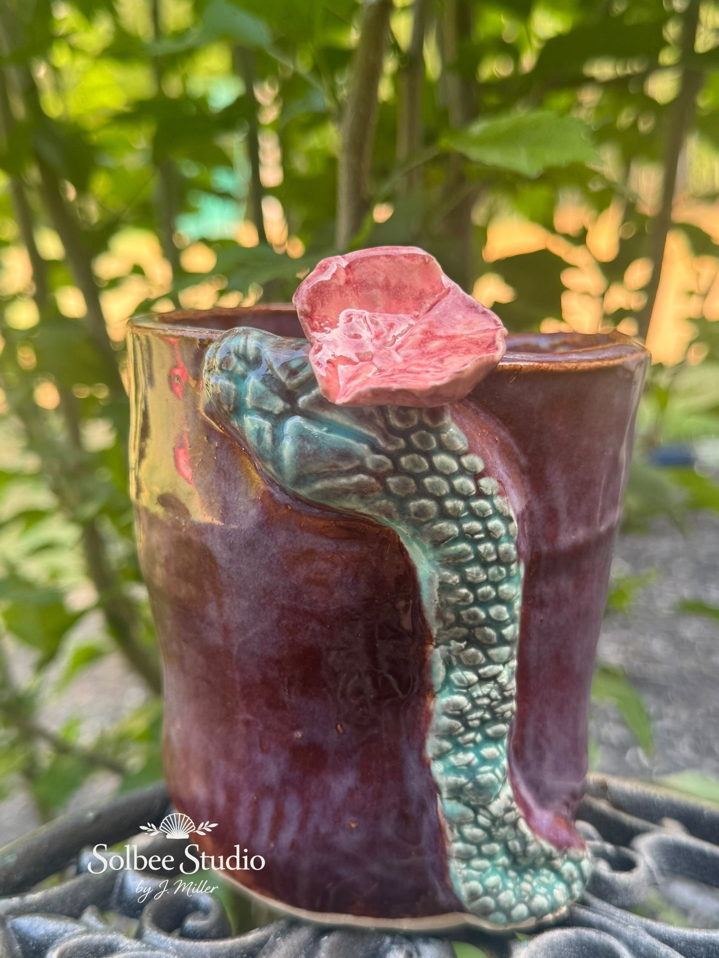 Handmade Snake Planter Pot, Pottery