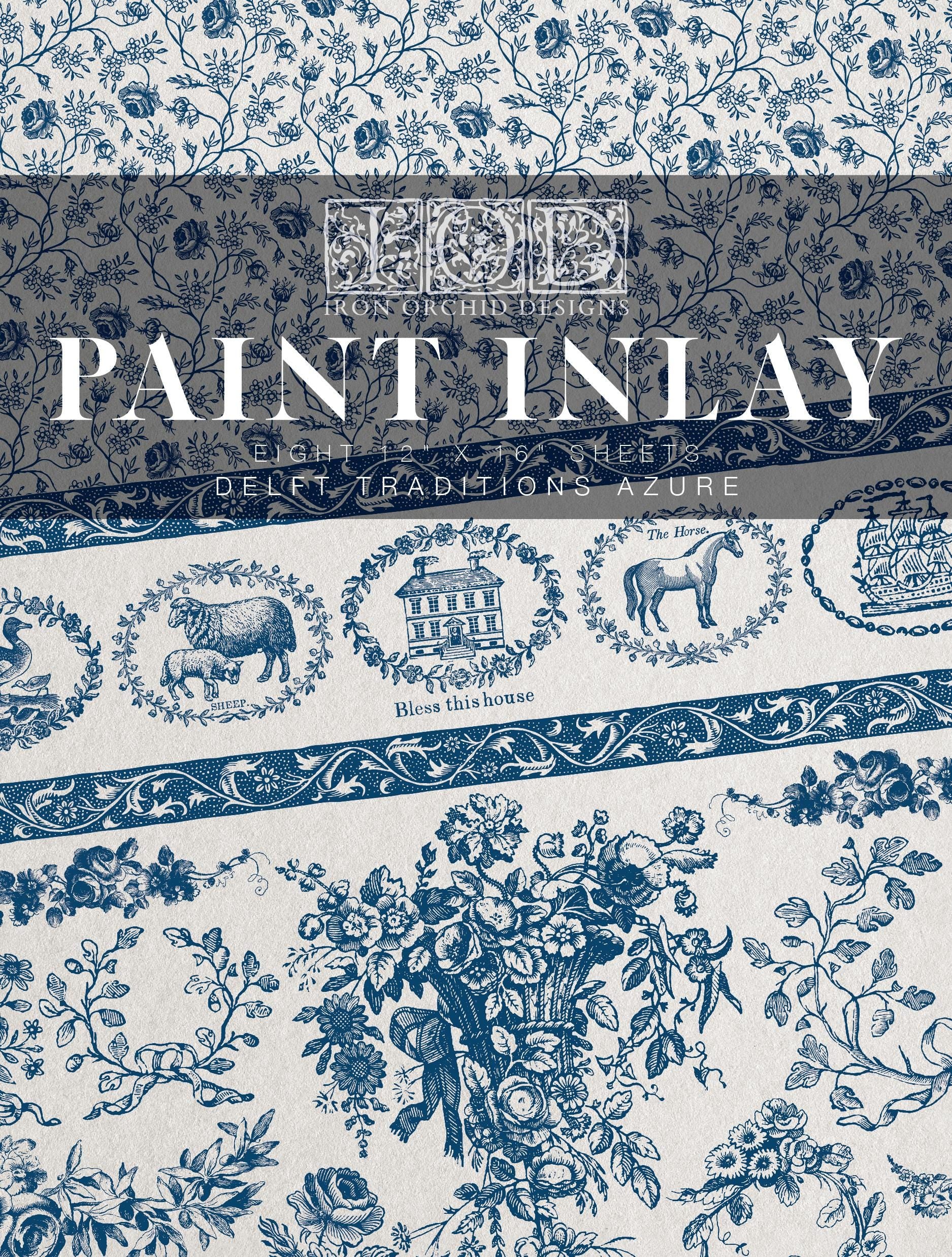 Delft Traditions Azure Paint Inlay IOD, Iron Orchid Designs, Vintage style