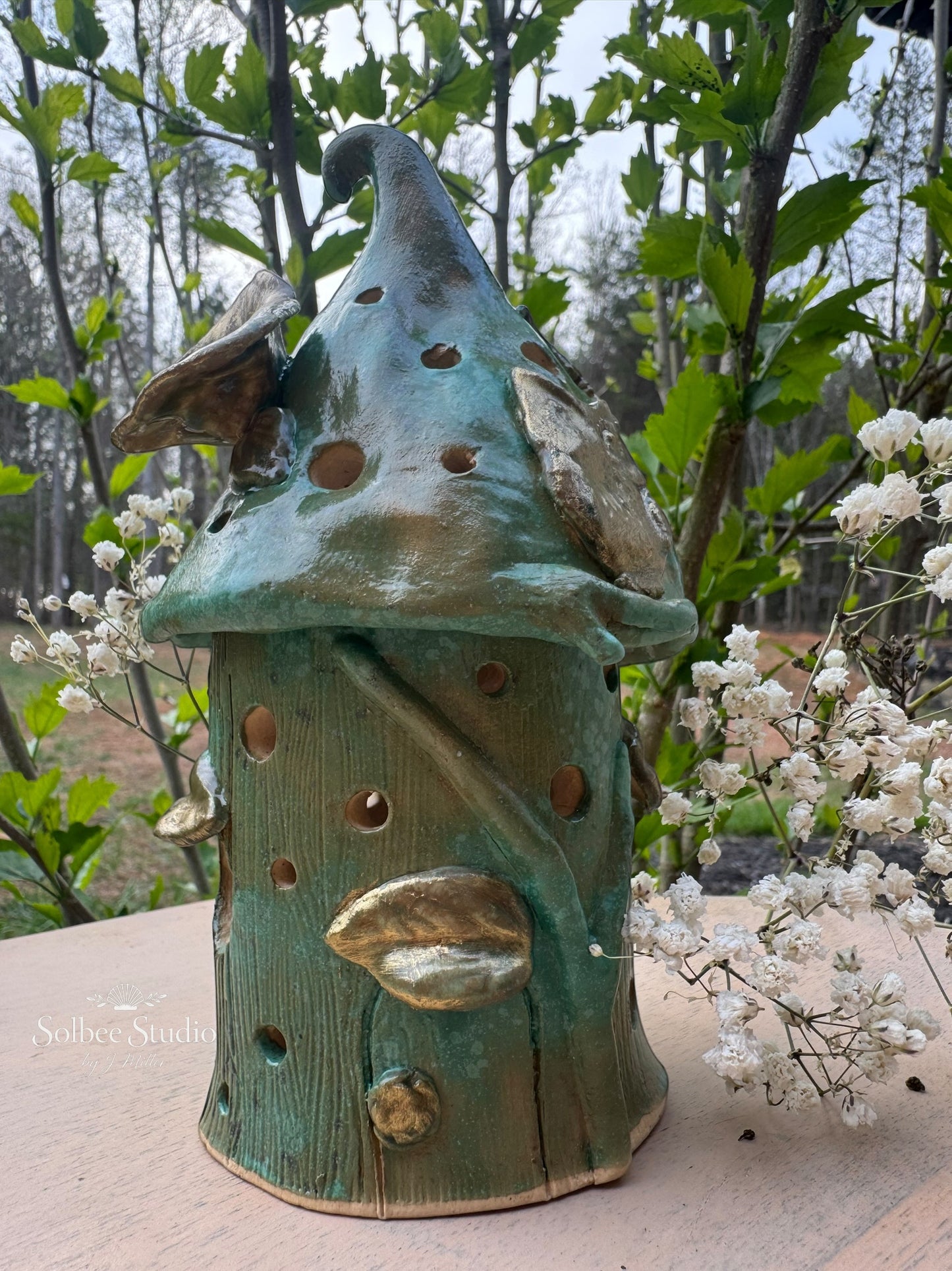 Enchanted Woodland Fairy House - Handbuilt Ceramic Luminary