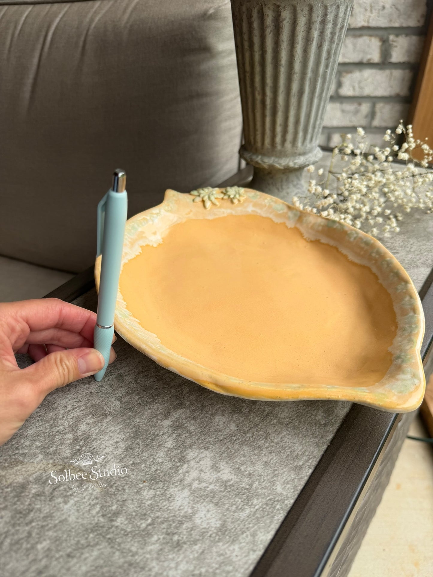 Golden Citrus Ceramic Serving Tray | Handmade Pottery Platter