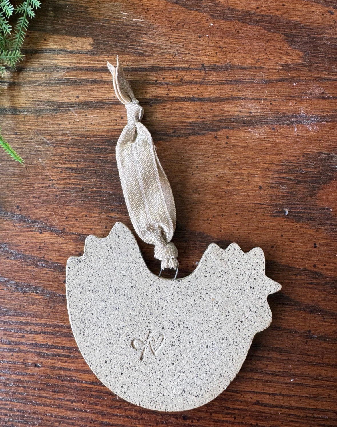 Chicken Handmade Ceramic Ornament - No Clucks Given