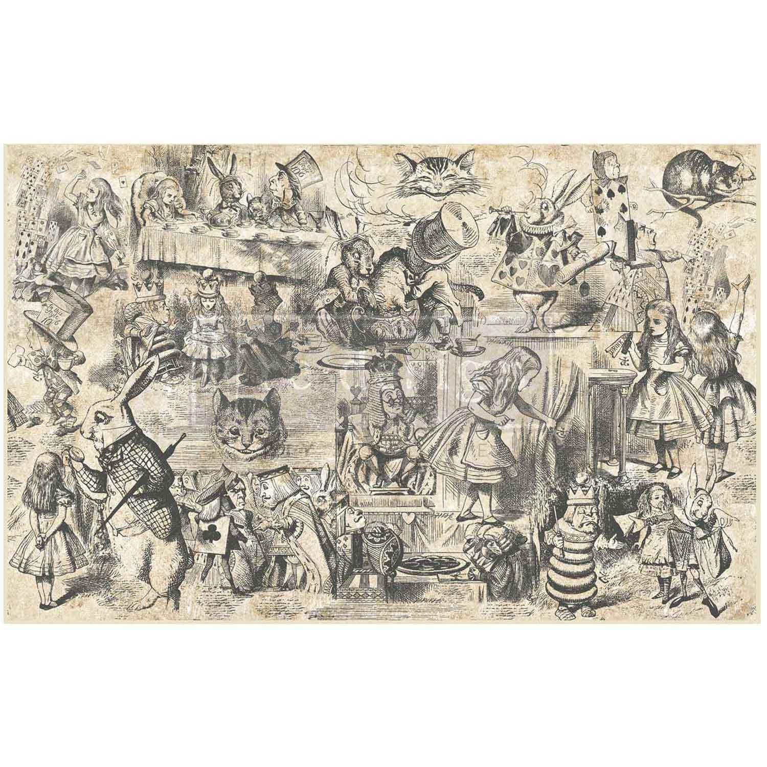 Dreaming In Wonderland, Decoupage Fiber, 1 sheet, 19.5″x30″ ReDesign With Prima, Furniture Upcycling DIY Decor Decoupage Craft Wonderland
