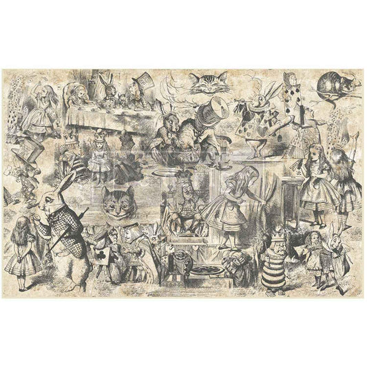Dreaming In Wonderland, Decoupage Fiber, 1 sheet, 19.5″x30″ ReDesign With Prima, Furniture Upcycling DIY Decor Decoupage Craft Wonderland