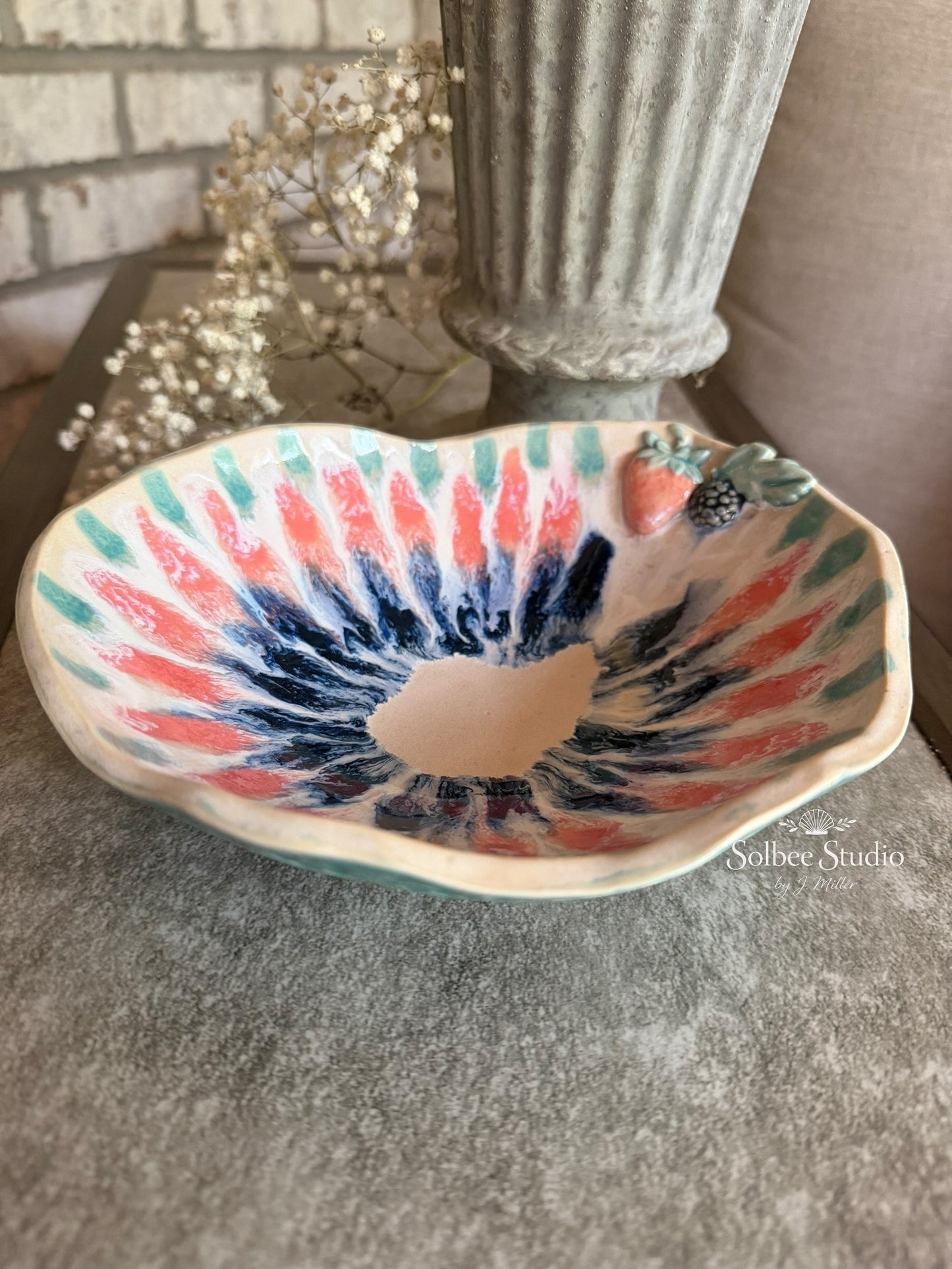 Handmade Ceramic Berry Bowl | Whimsical Fruit Bowl | Artisan Ceramic Catchall Bowl | Pottery
