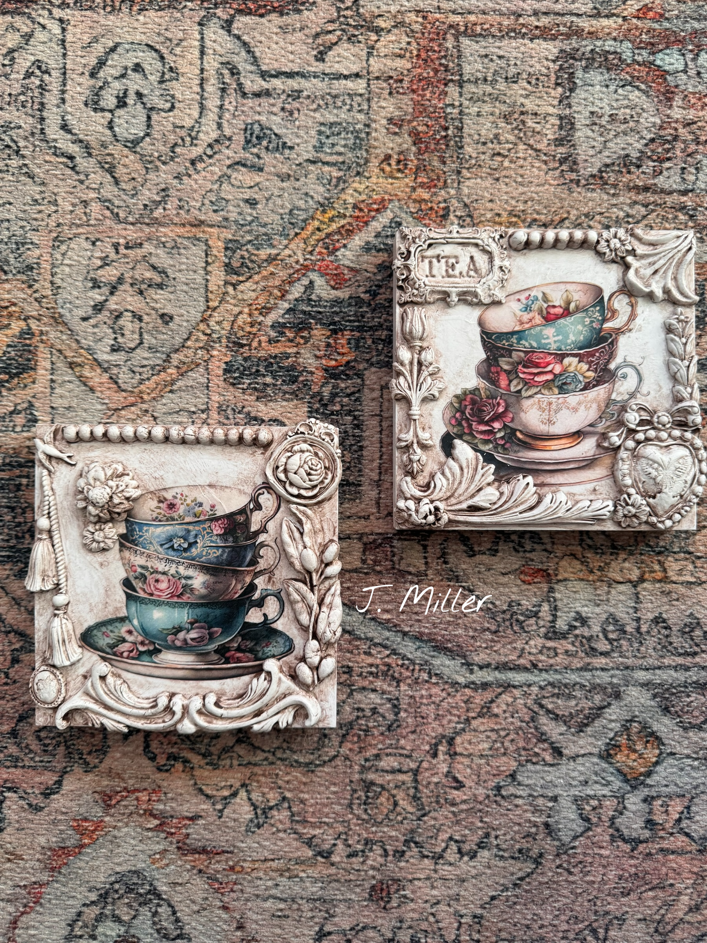 French Country Tea Art, Mixed Media Panel