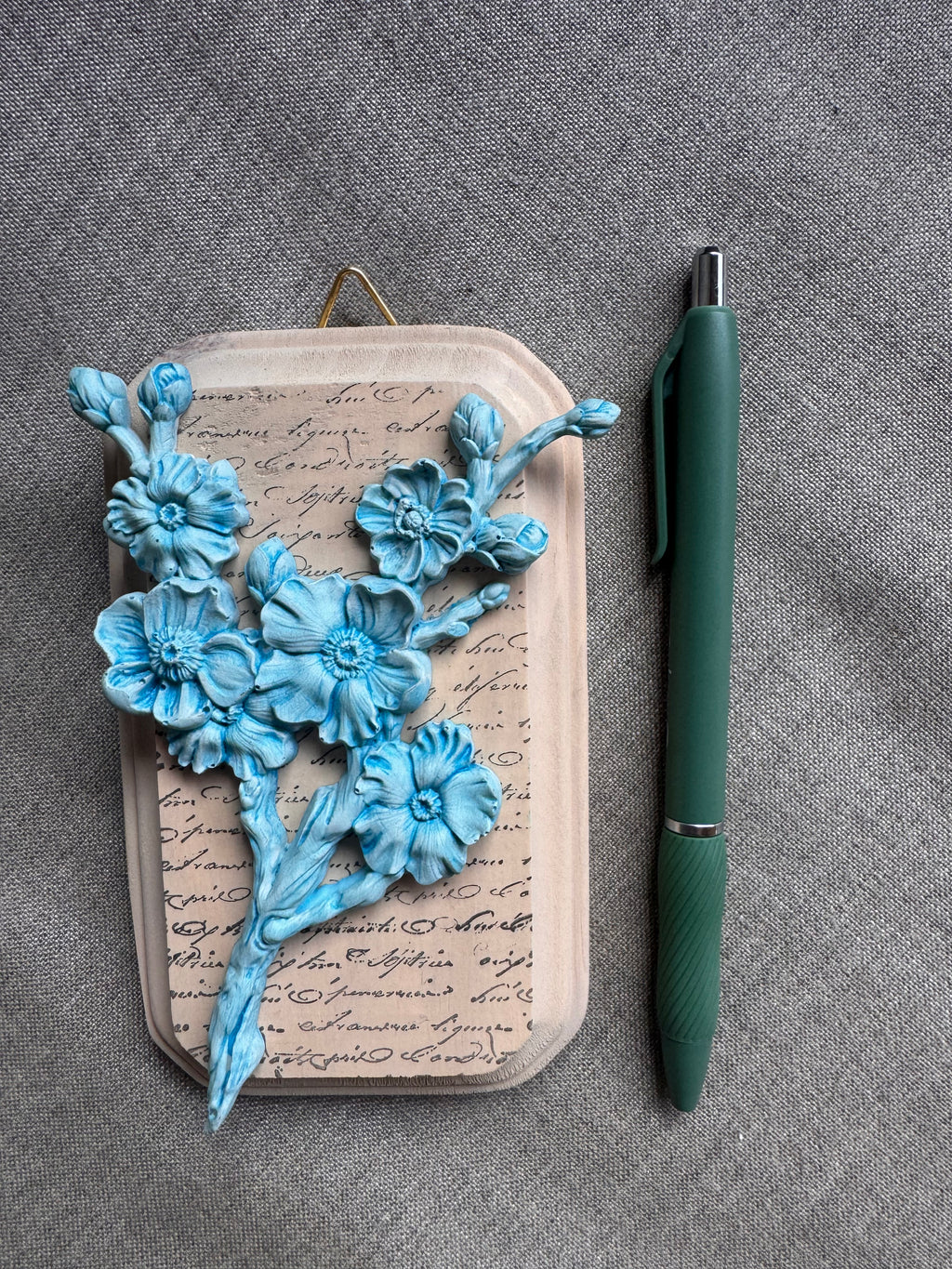 French Country Floral Stem Mini Plaque, Collage Wall, Relief Plaque, Wall Decor, Handcrafted, Boho