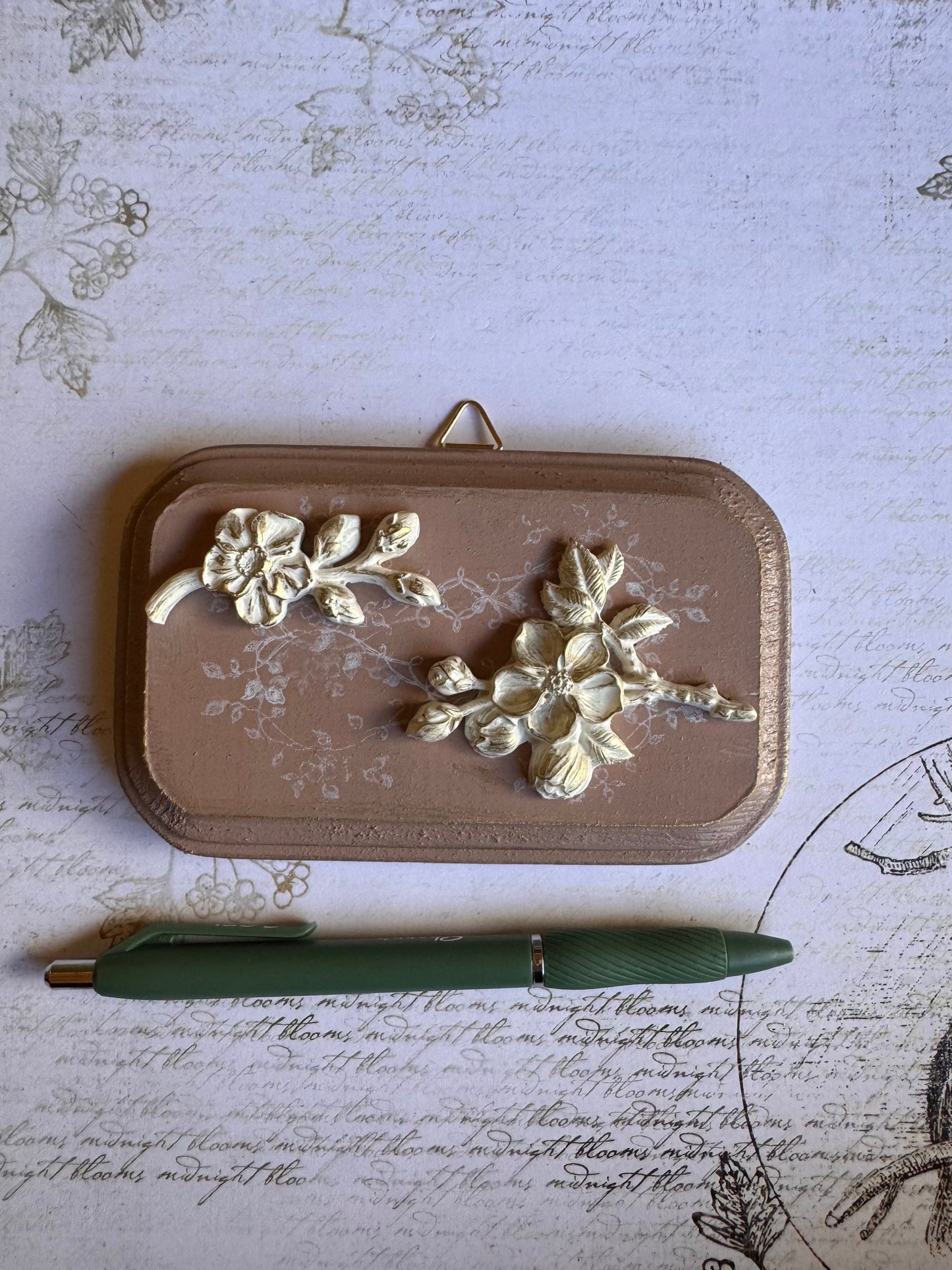 French Country Floral Relief Plaque: Handcrafted Collage Wall Decor