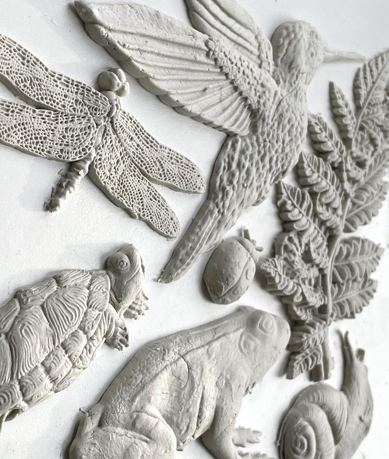 Dewdrop Pond Mould IOD, Iron Orchid Designs Mold, Hummingbird