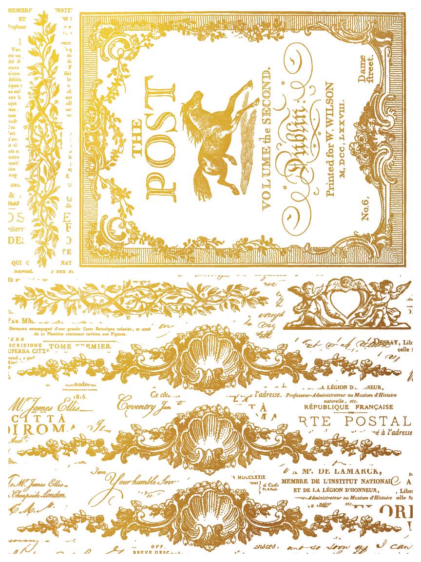 IOD Gilded Etiquettes Gold FoilTransfer pack Iron Orchid Designs
