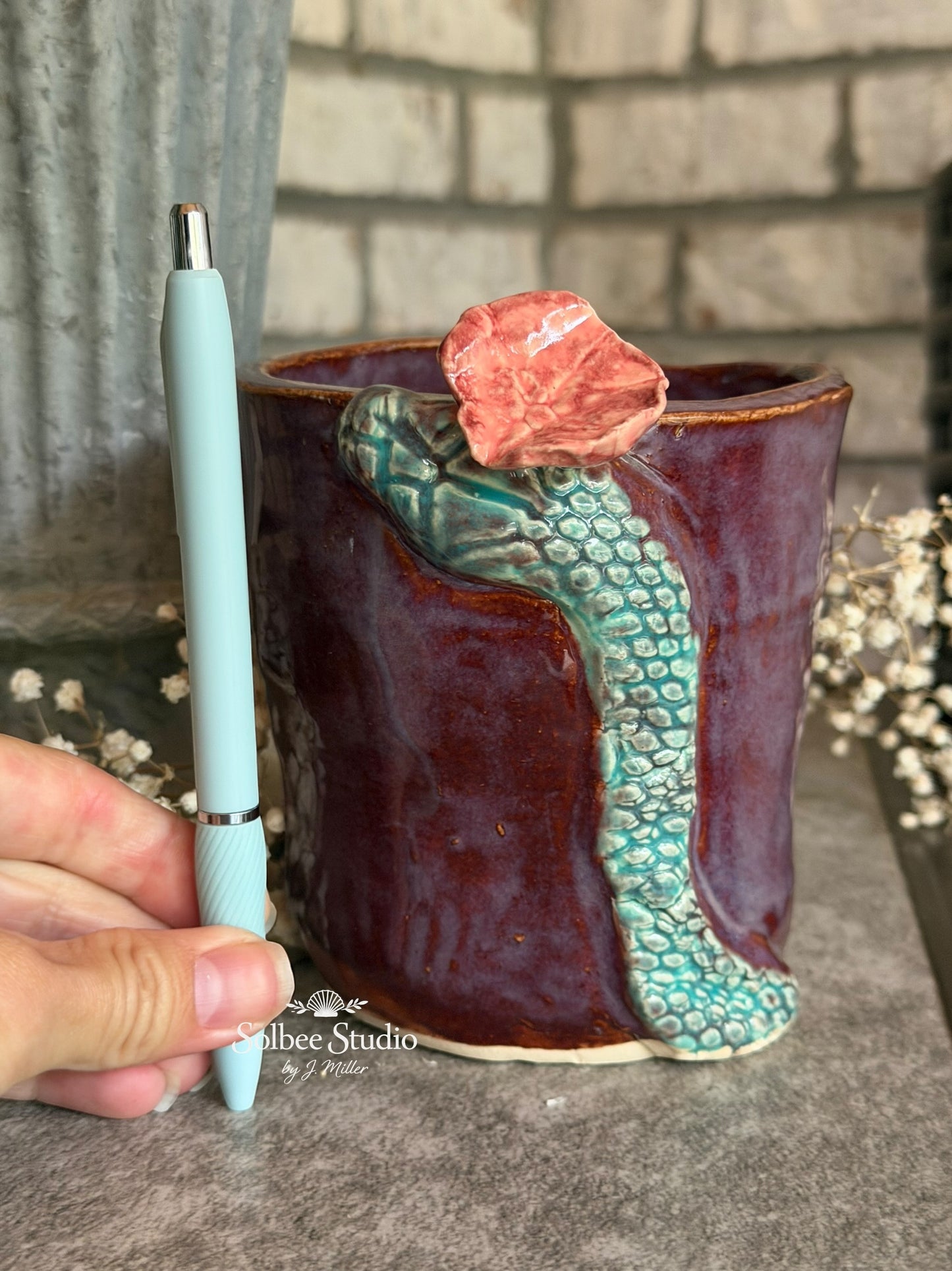 Handmade Snake Planter Pot, Pottery