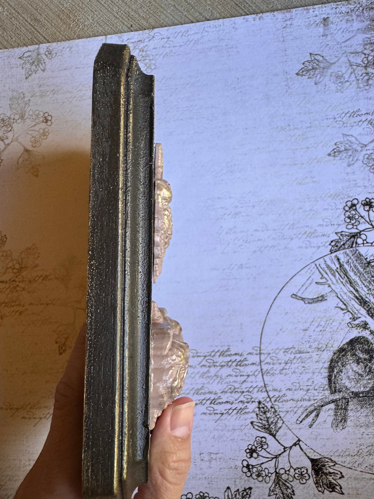 French Country Dusty Pink and Brown Bird Wall Plaque: Shabby Chic French Country Style Gallery Wall