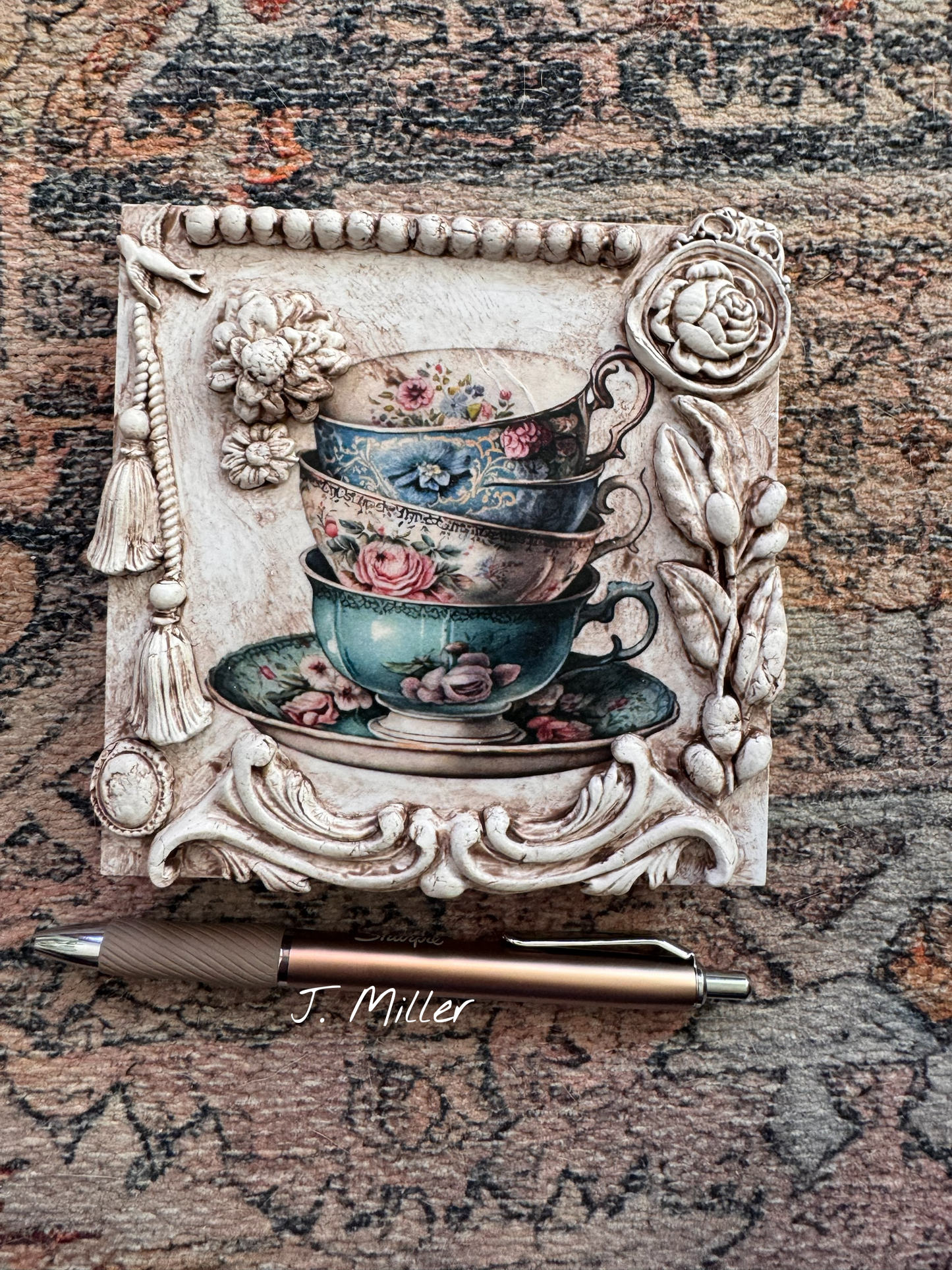 French Country Tea Art, Mixed Media Panel