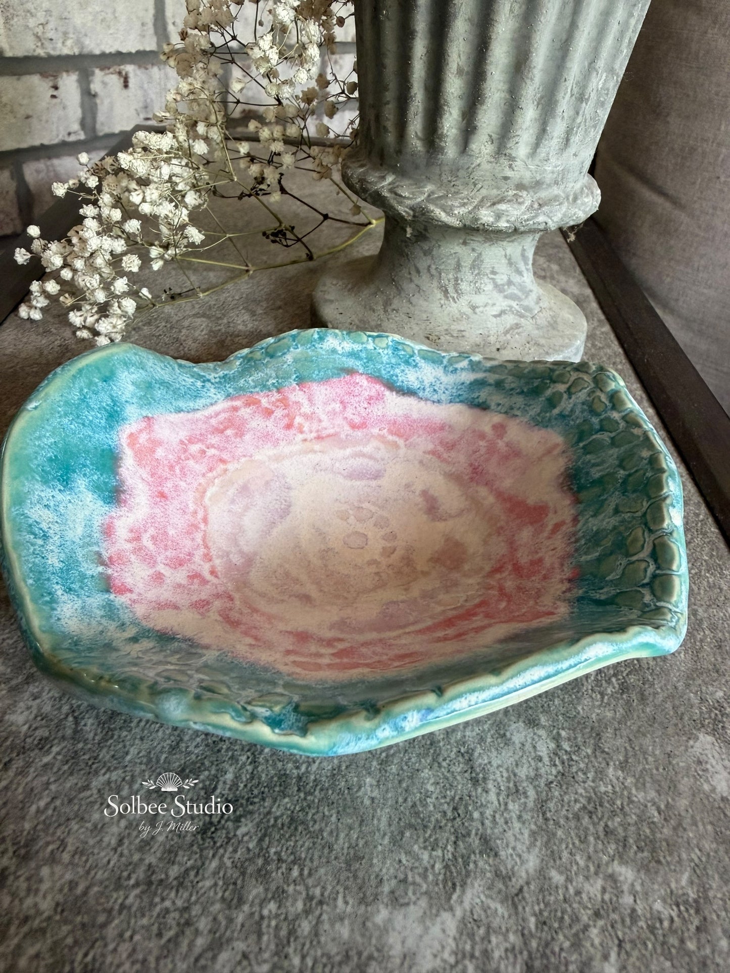 Mermaid Reef Jewelry Dish | Handmade Coastal Pottery Trinket Tray | Small Catchall Bowl