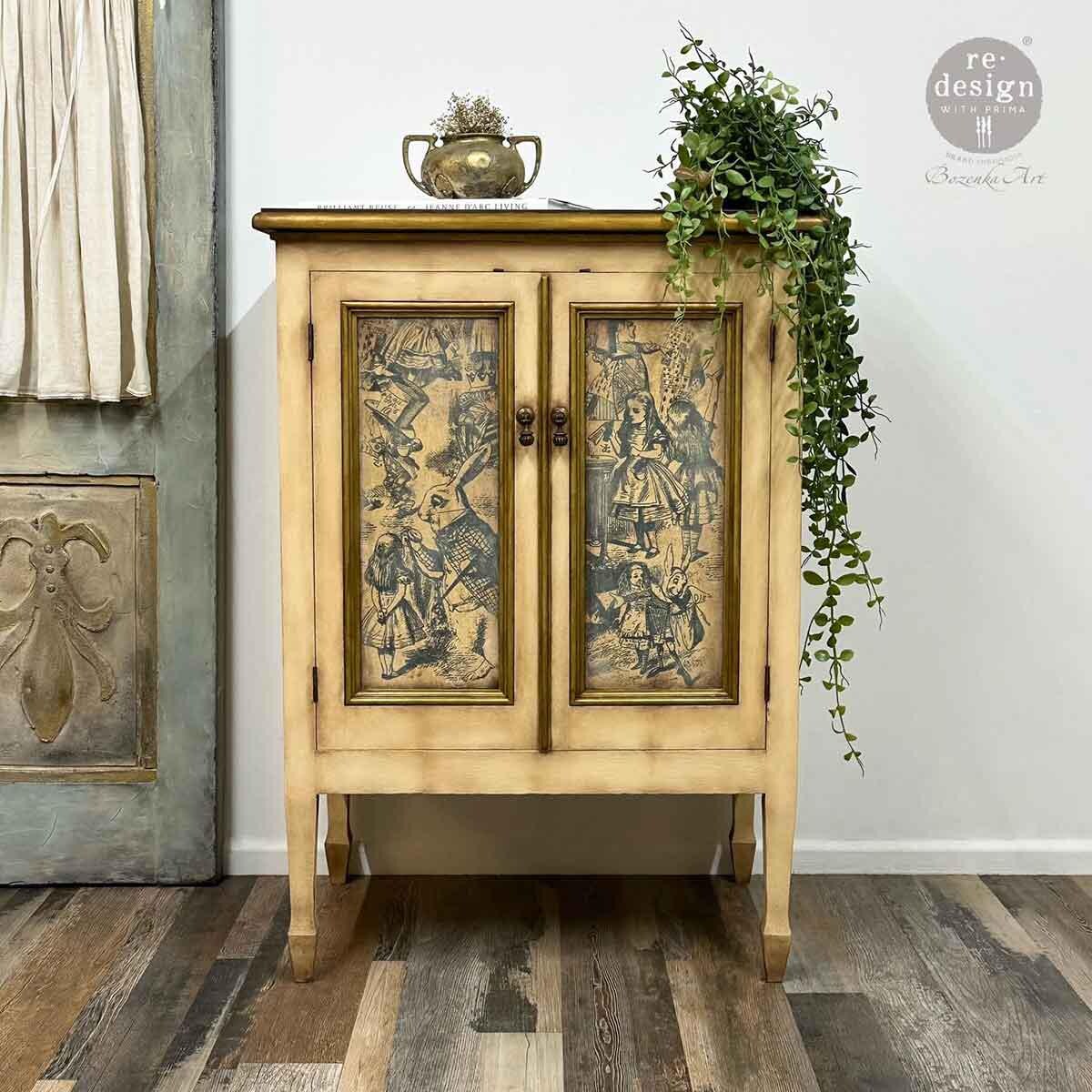 Dreaming In Wonderland, Decoupage Fiber, 1 sheet, 19.5″x30″ ReDesign With Prima, Furniture Upcycling DIY Decor Decoupage Craft Wonderland