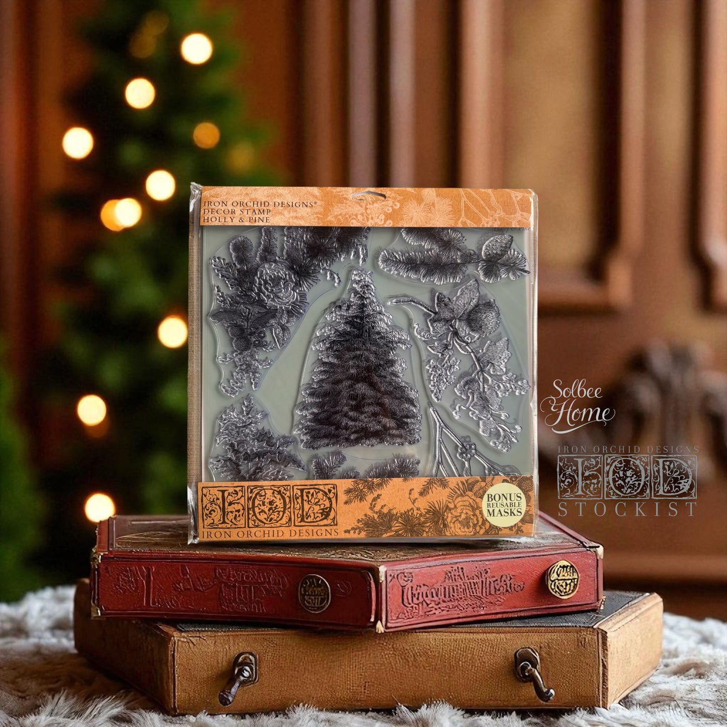 Holly & Pine Stamp Set, Iron Orchid Designs, Stamp Set NEW Christmas IOD