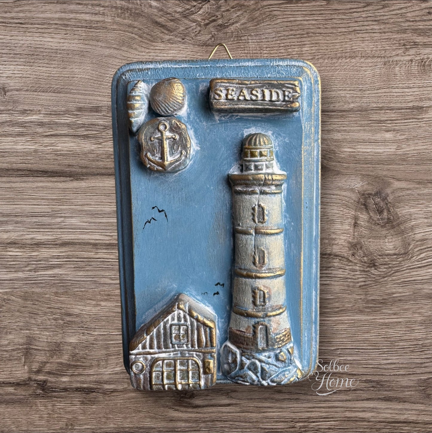 Lighthouse Mini Plaque, Collage Wall, Relief Plaque, Wall Decor, Handcrafted, Coastal