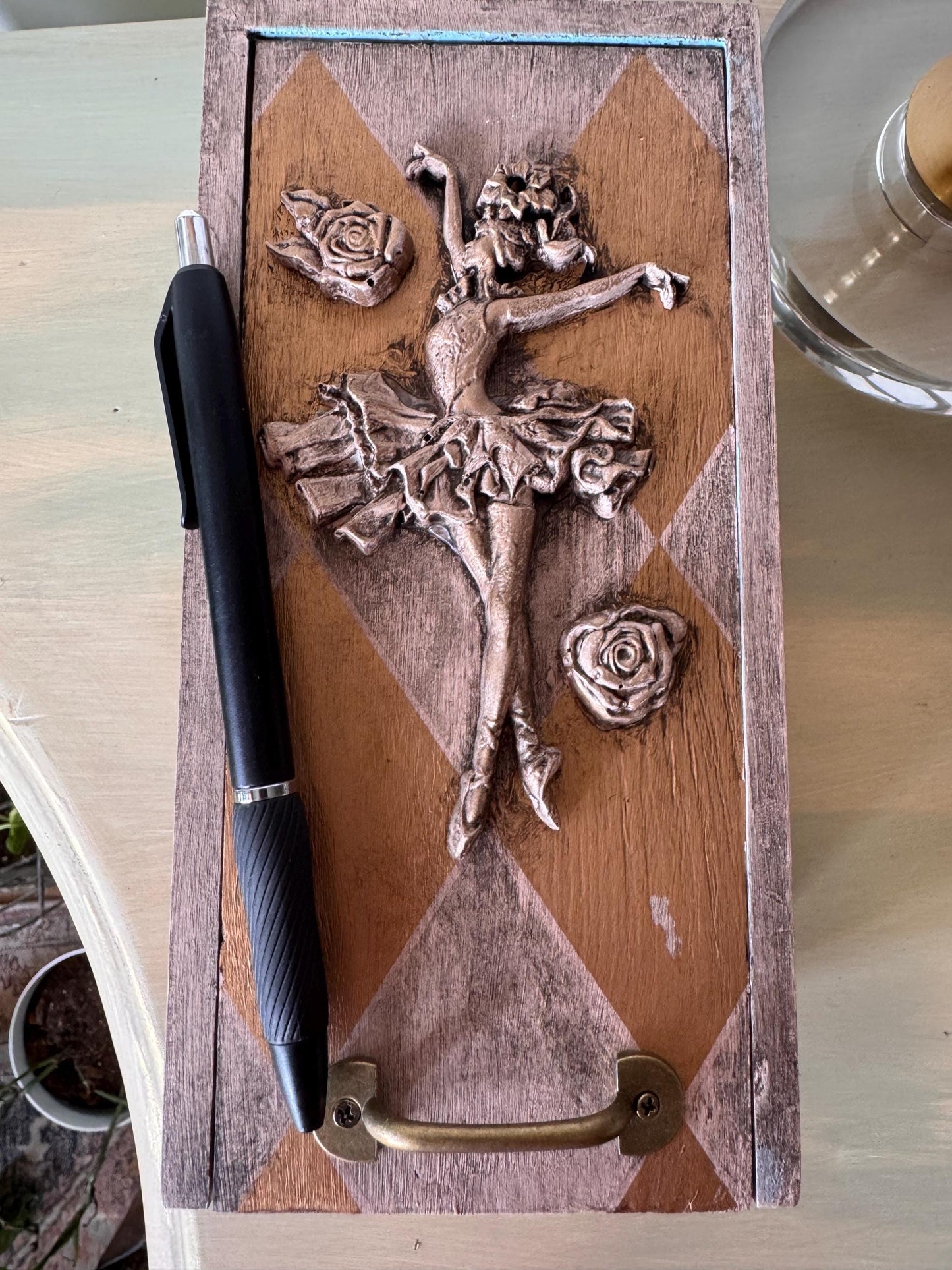 Ballerina Decorative Mini Box, Mixed Media Handmade Storage Box, Whismical