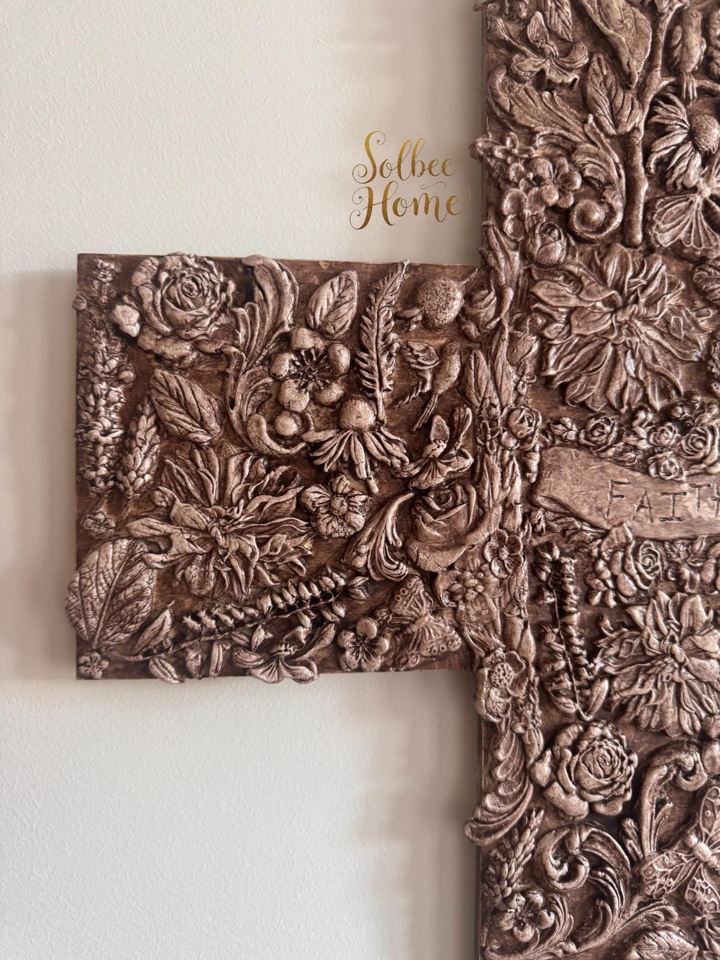 Handmade Cross Wall Decor, Mixed Media Art, Faith, Religious