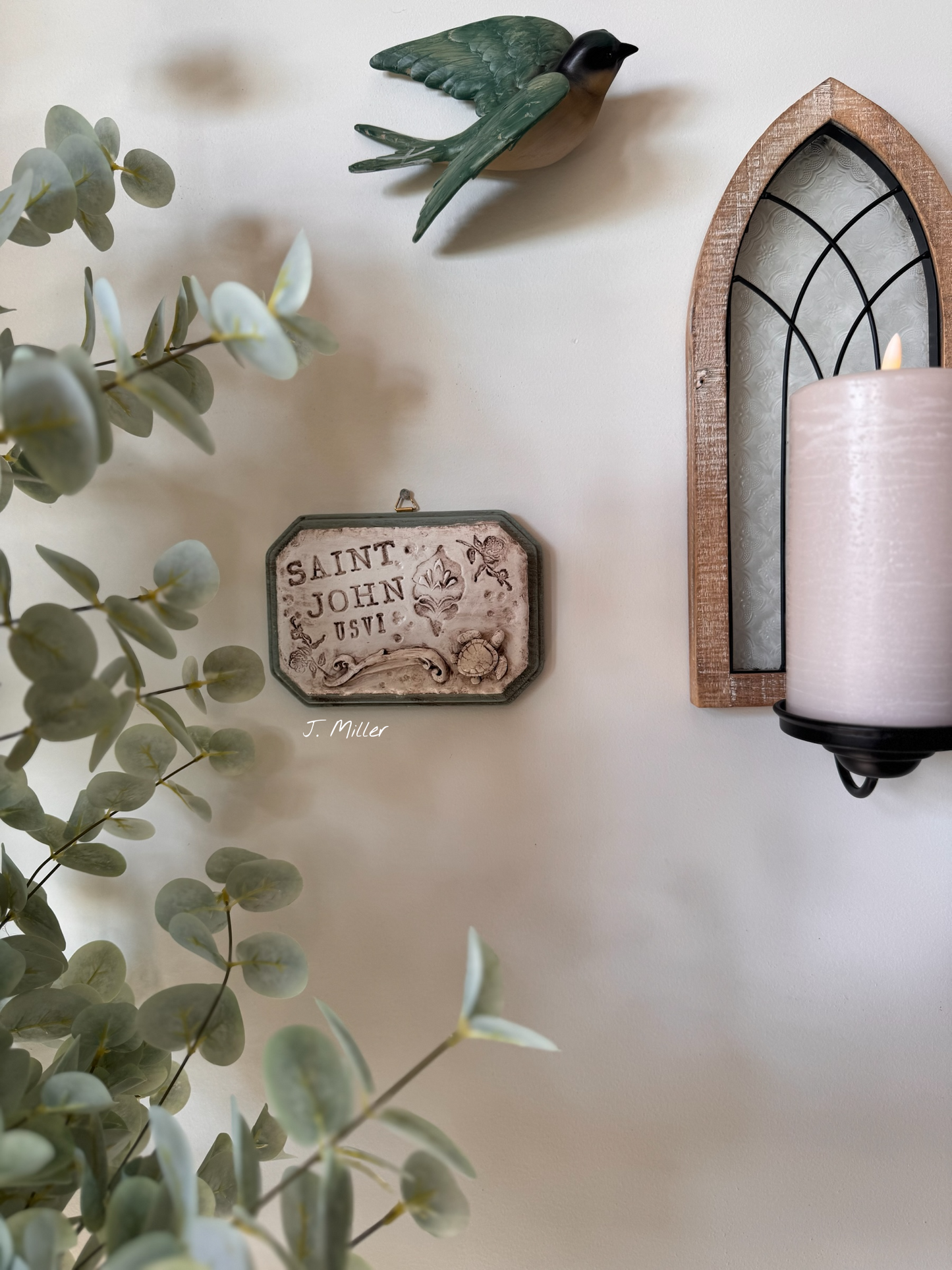 Saint John Wall Art, Coastal Abstract Mixed Media Relief Plaque